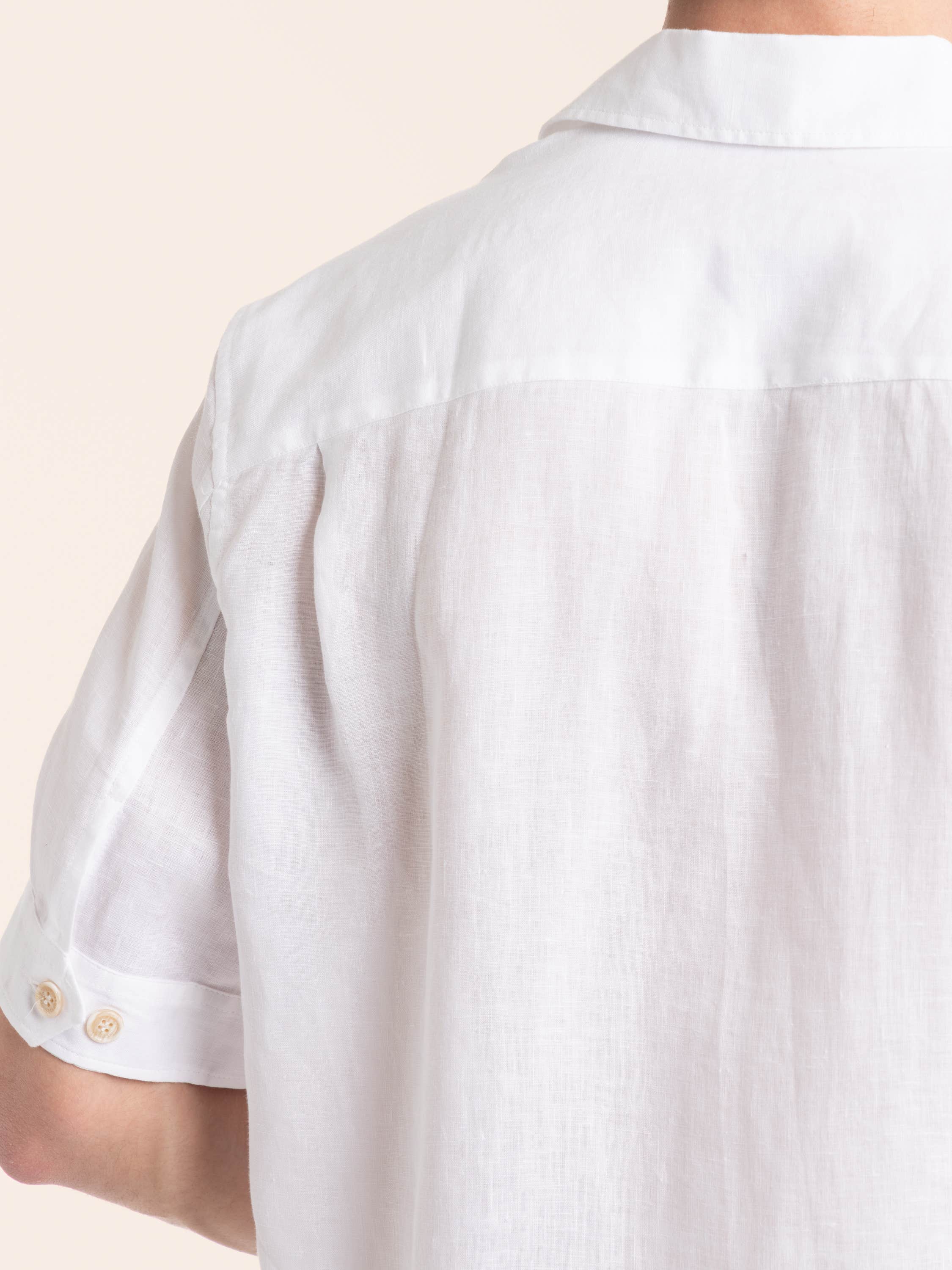 White Pocket Linen Shirt