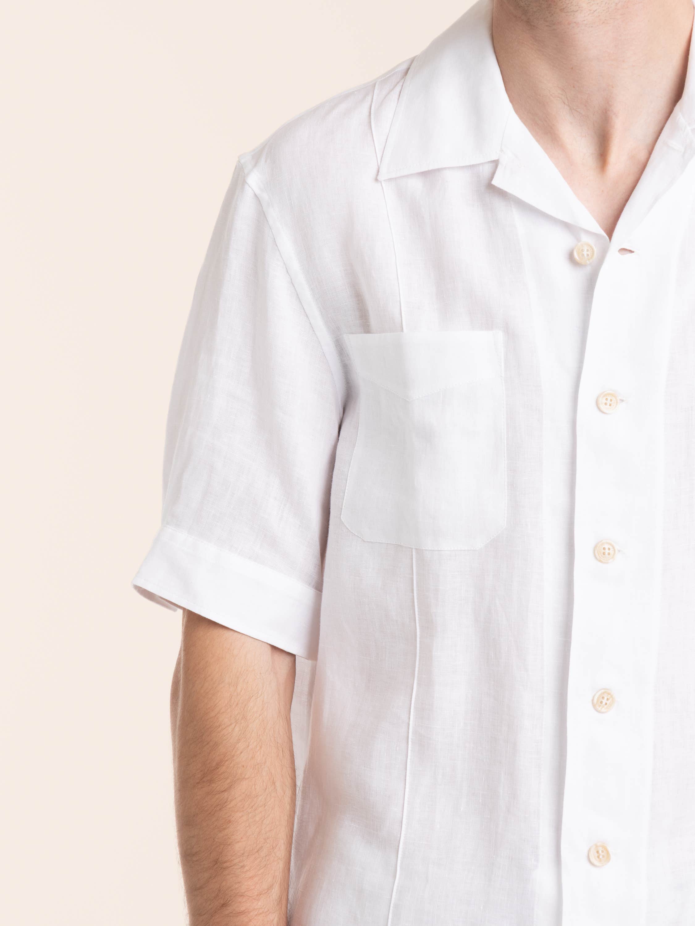 White Pocket Linen Shirt