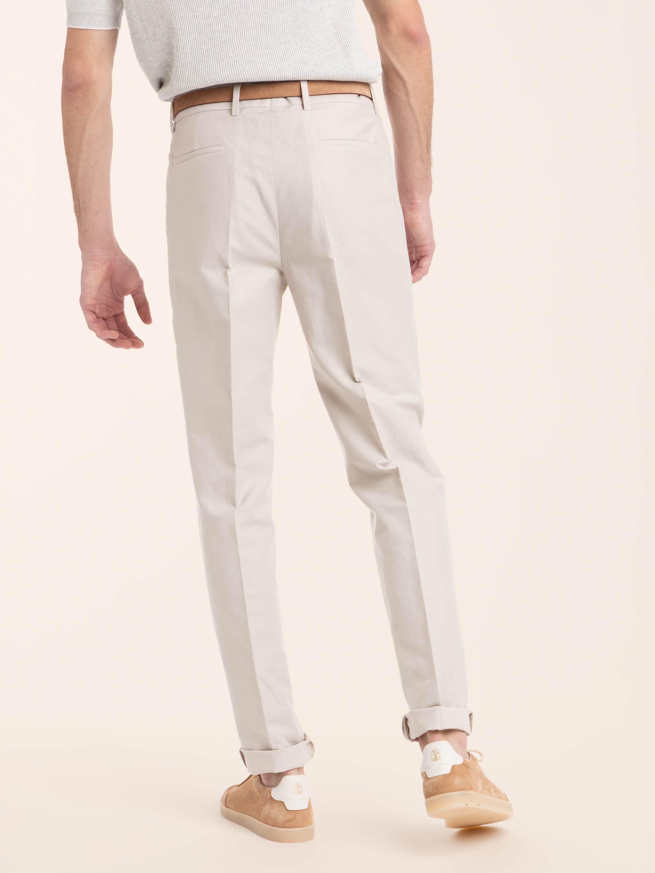 Yuta Cotton and Linen Panama Pleated Trousers