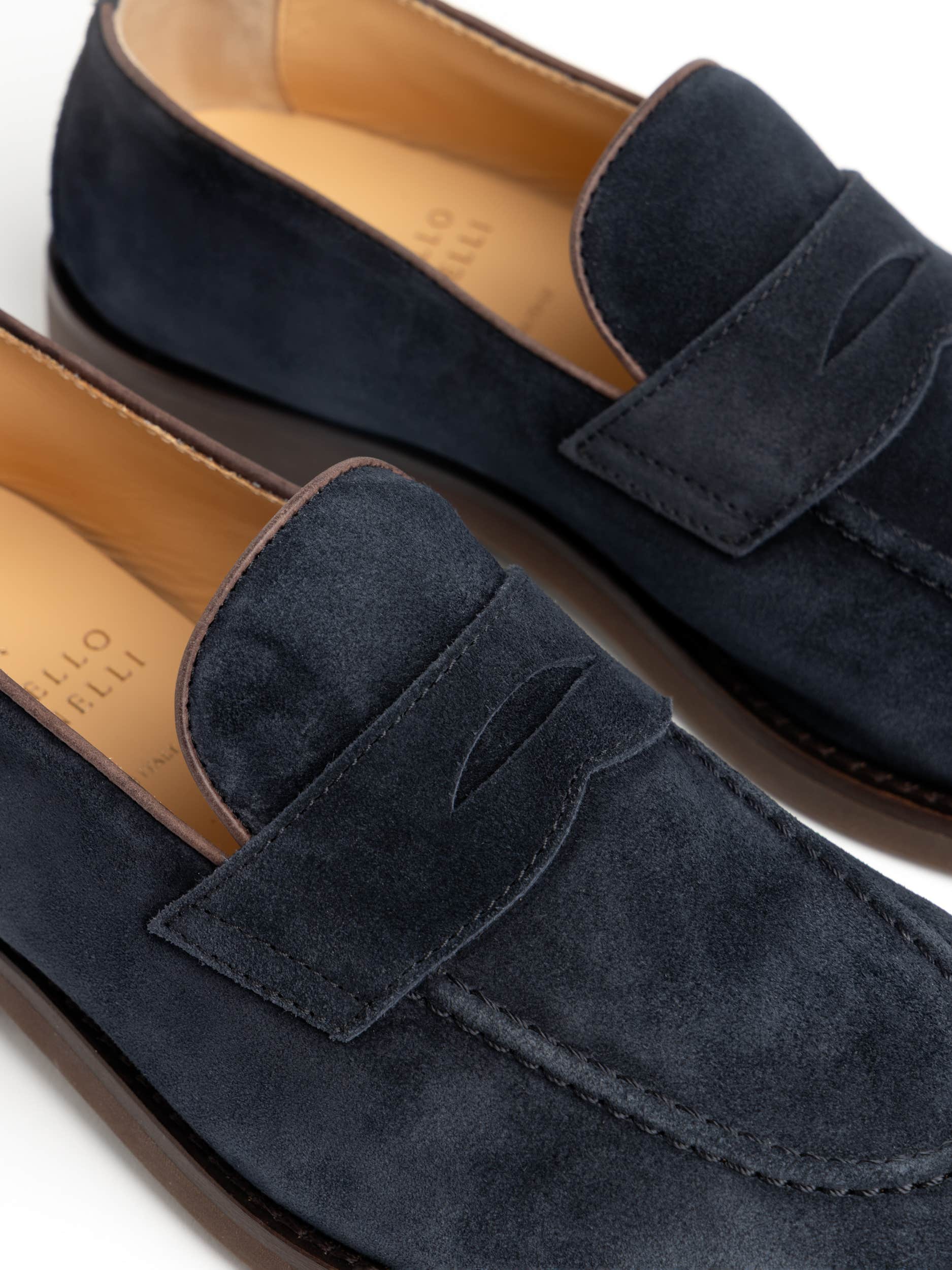 Navy Suede Penny Loafer