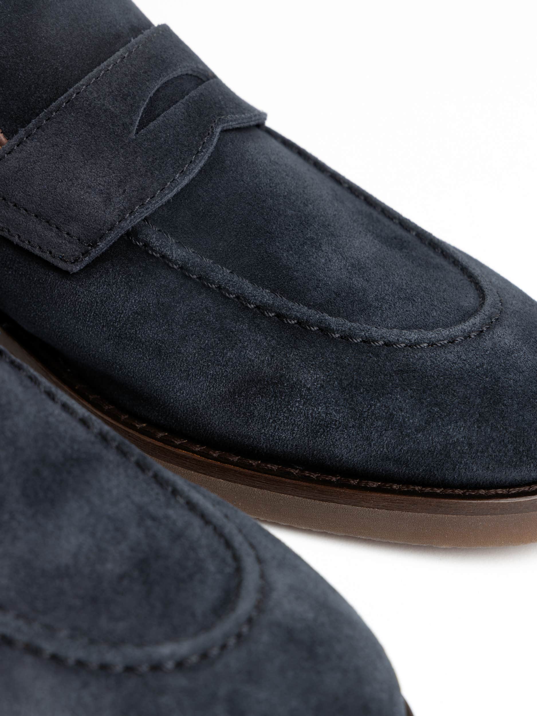 Navy Suede Penny Loafer
