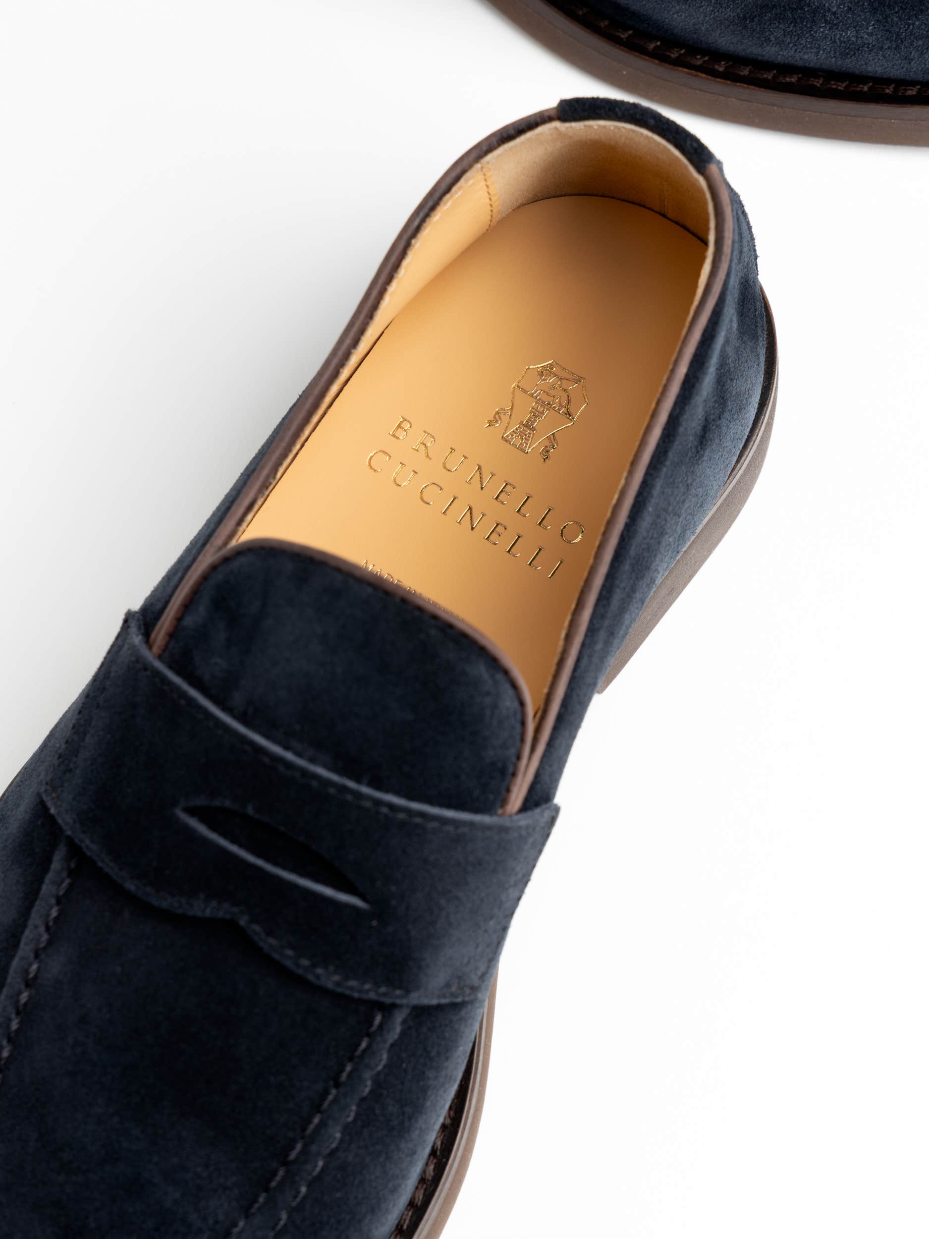 Navy Suede Penny Loafer