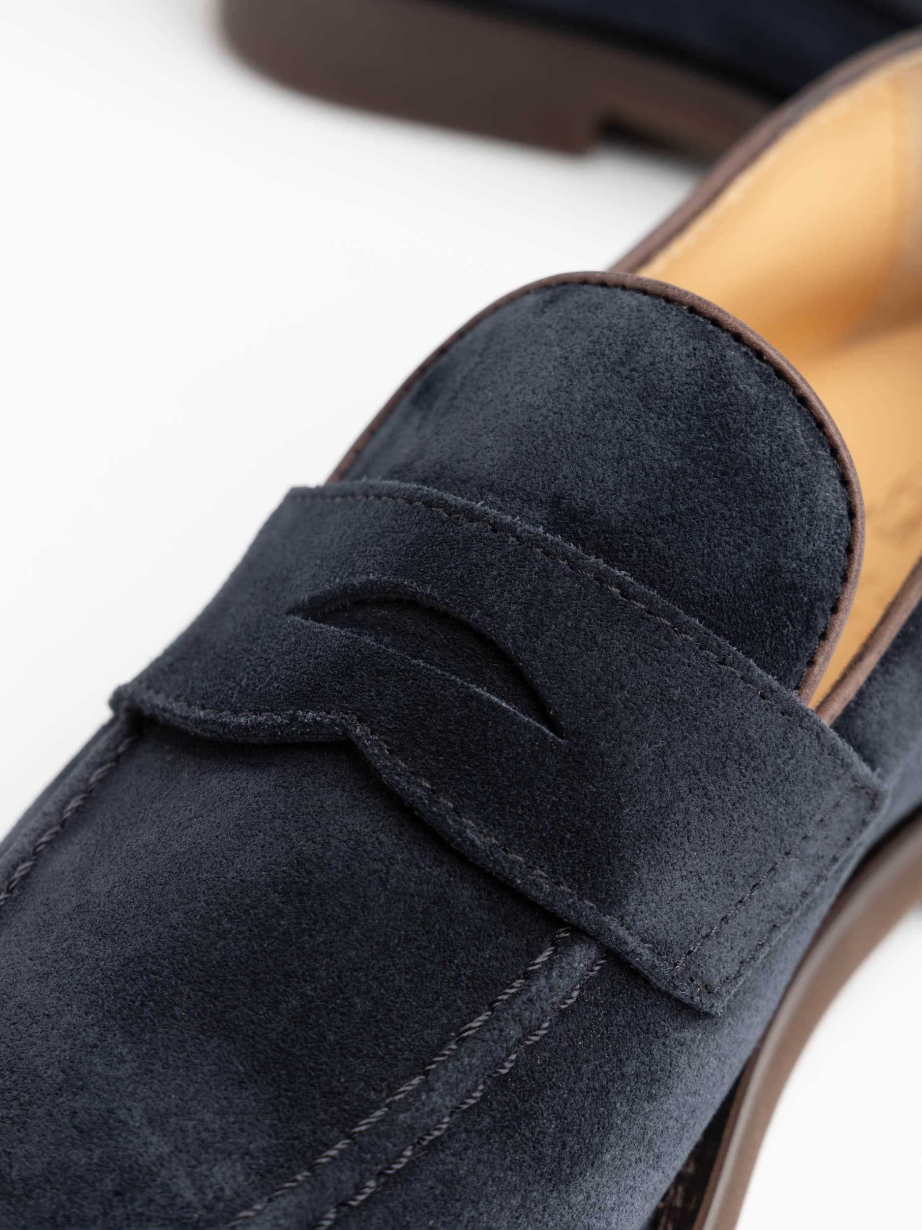 Navy Suede Penny Loafer