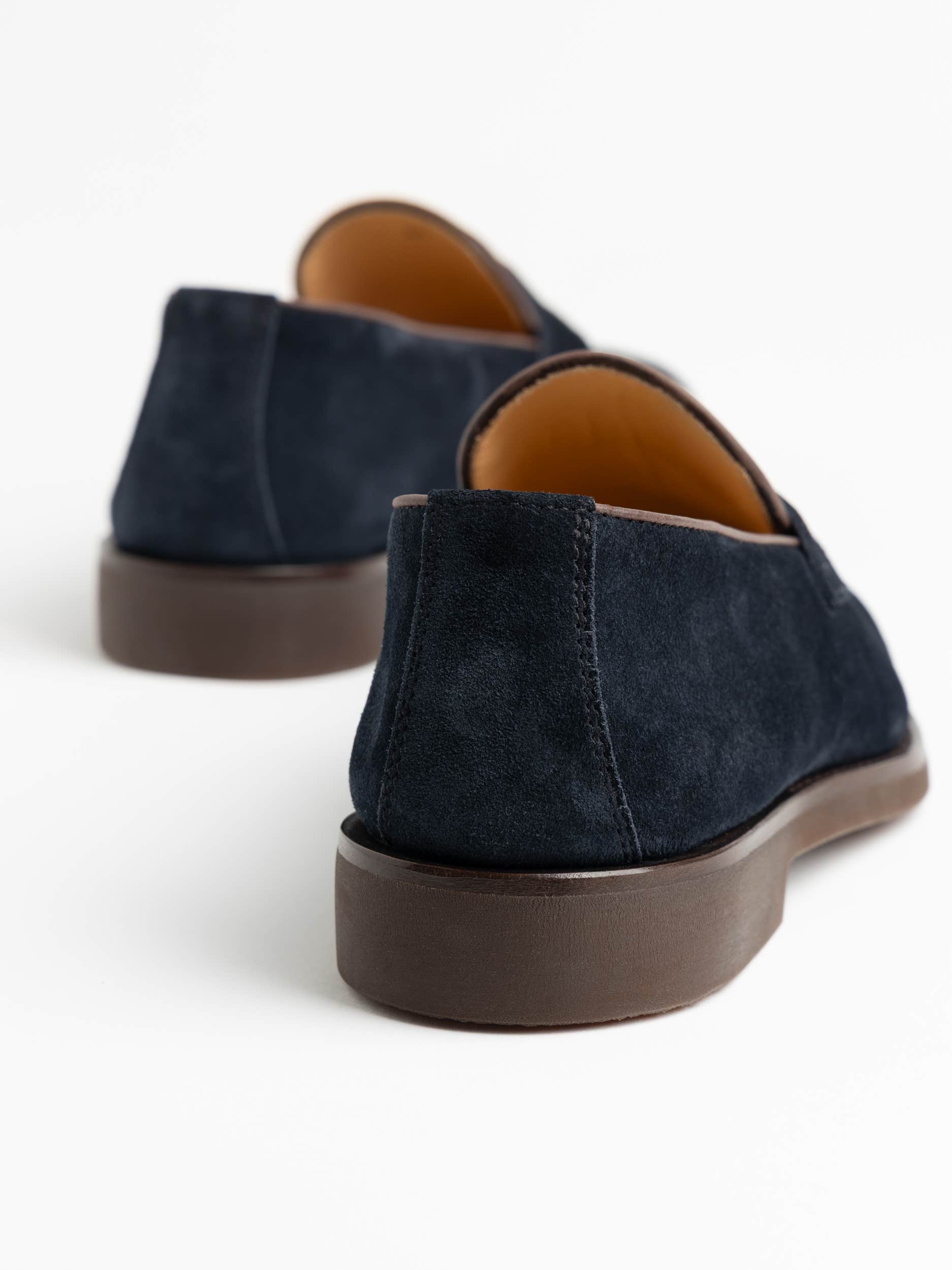 Navy Suede Penny Loafer