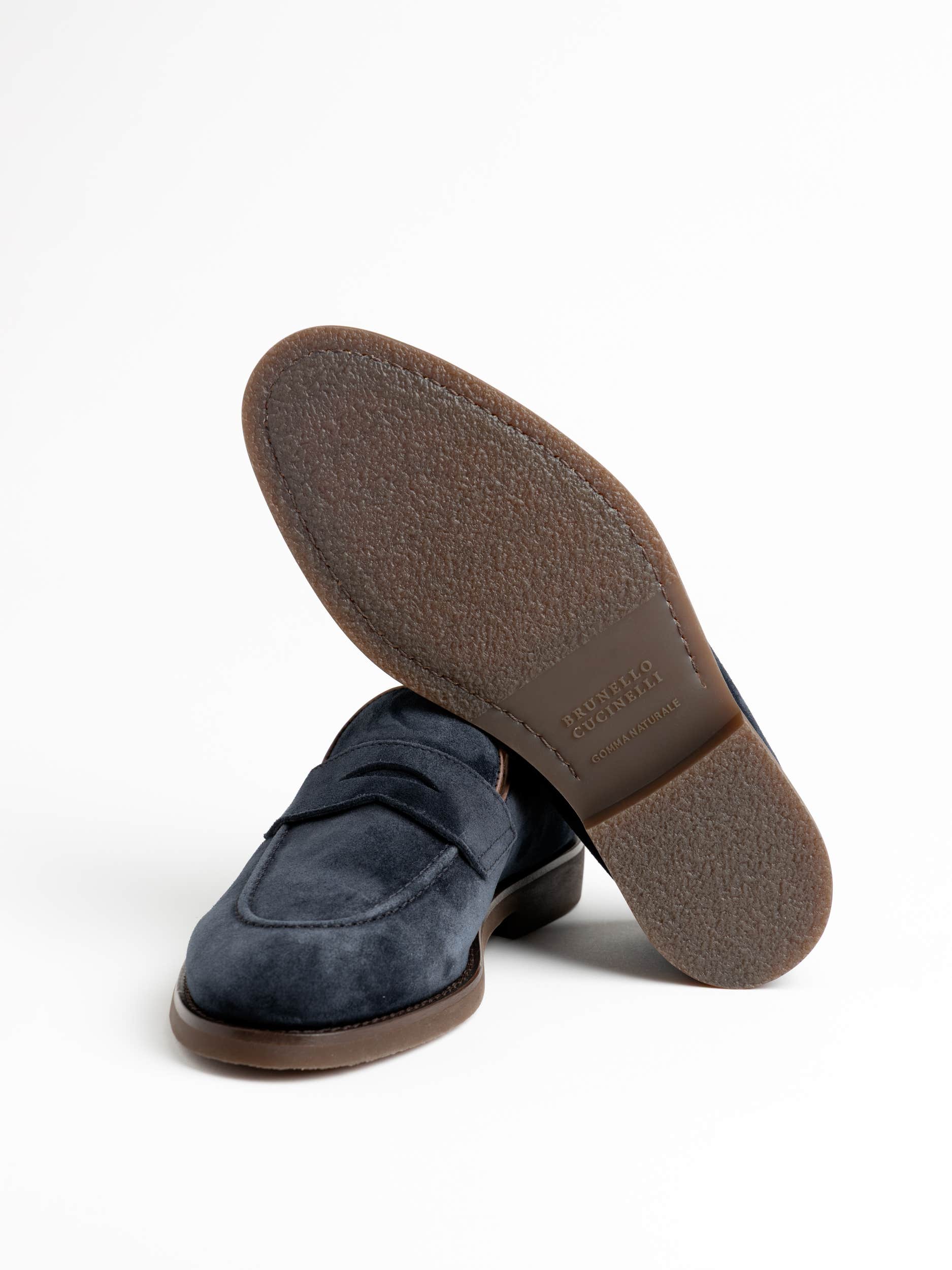 Navy Suede Penny Loafer