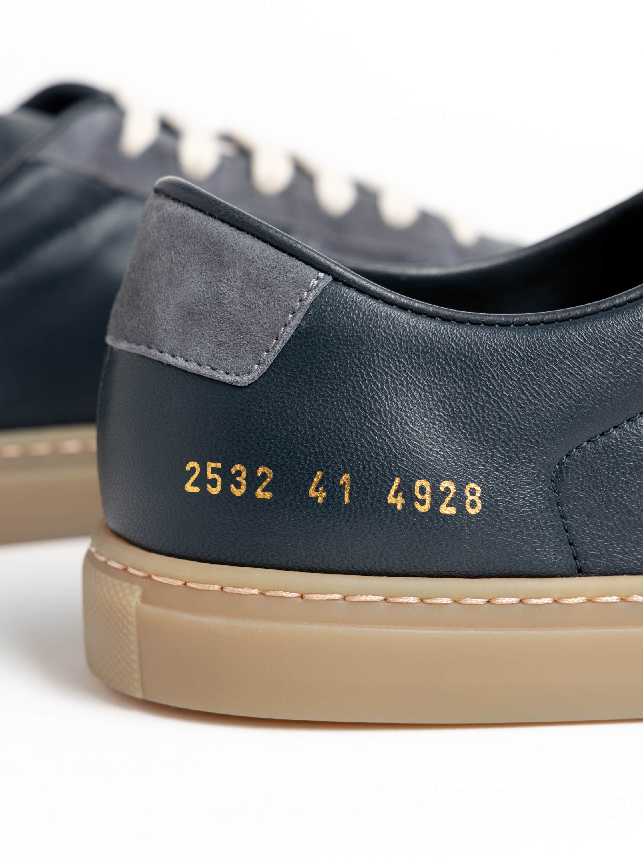 Navy Bball Suede-Trimmed Leather Sneakers