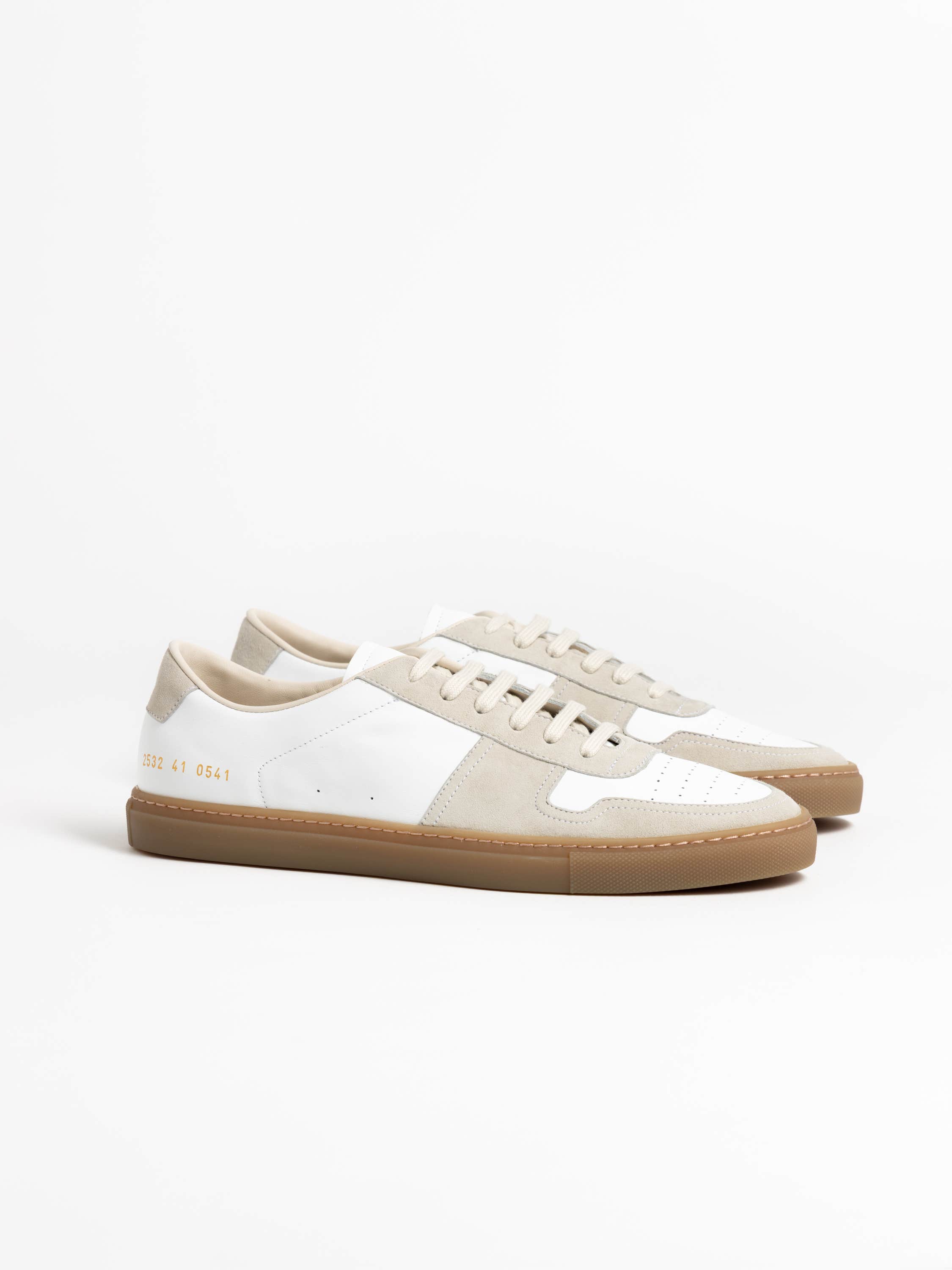 White Bball Suede-Trimmed Leather Sneakers