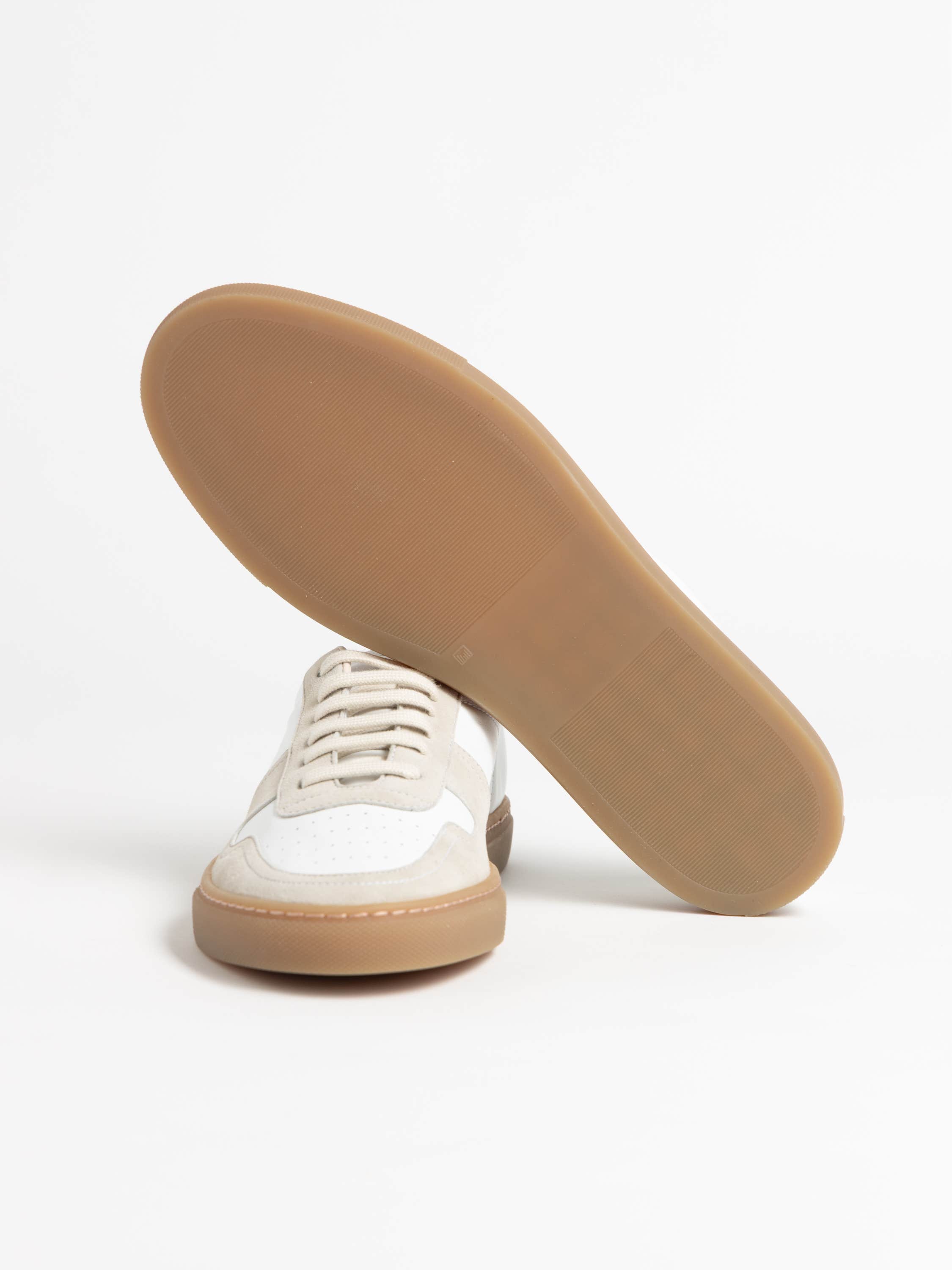White Bball Suede-Trimmed Leather Sneakers