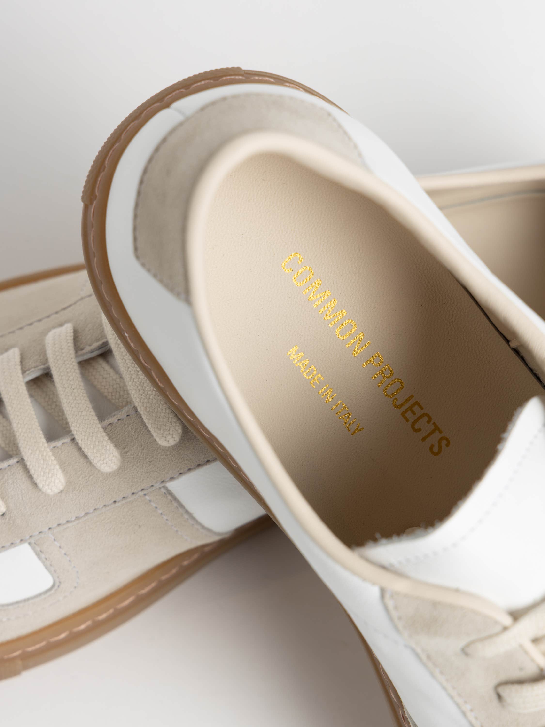 White Bball Suede-Trimmed Leather Sneakers