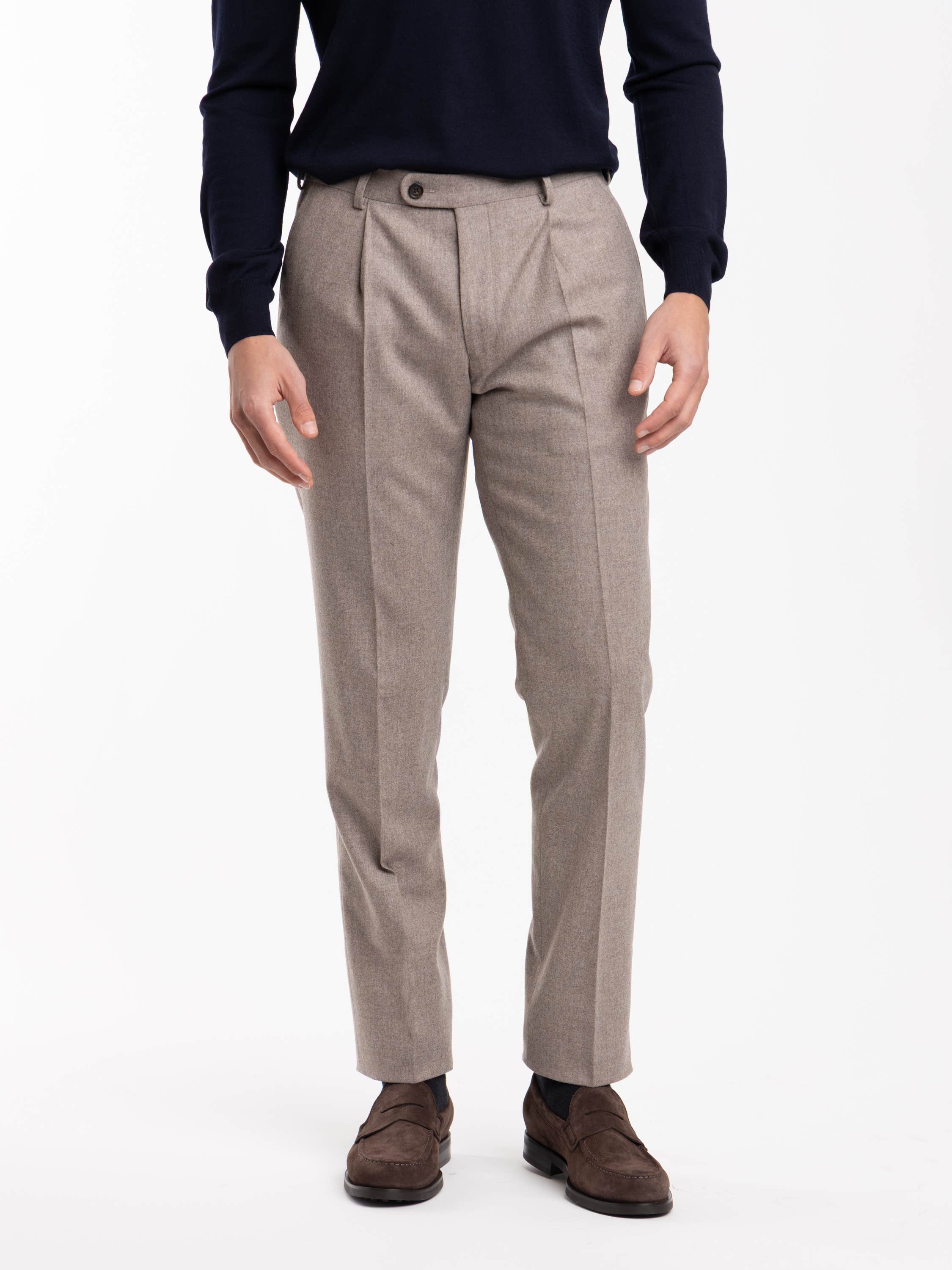 Beige Wool Dress Pant