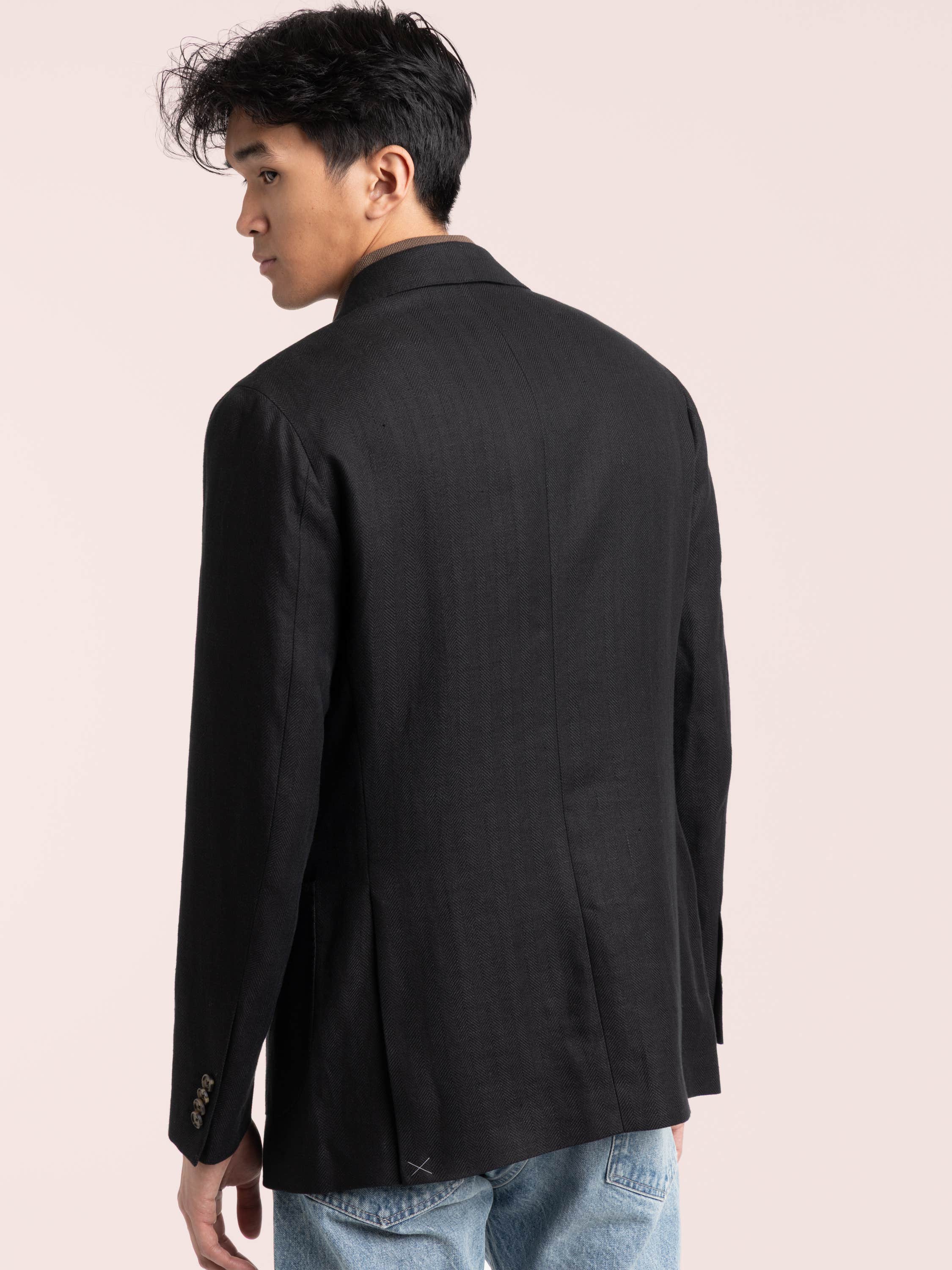 Black Linen-Wool Sport Jacket