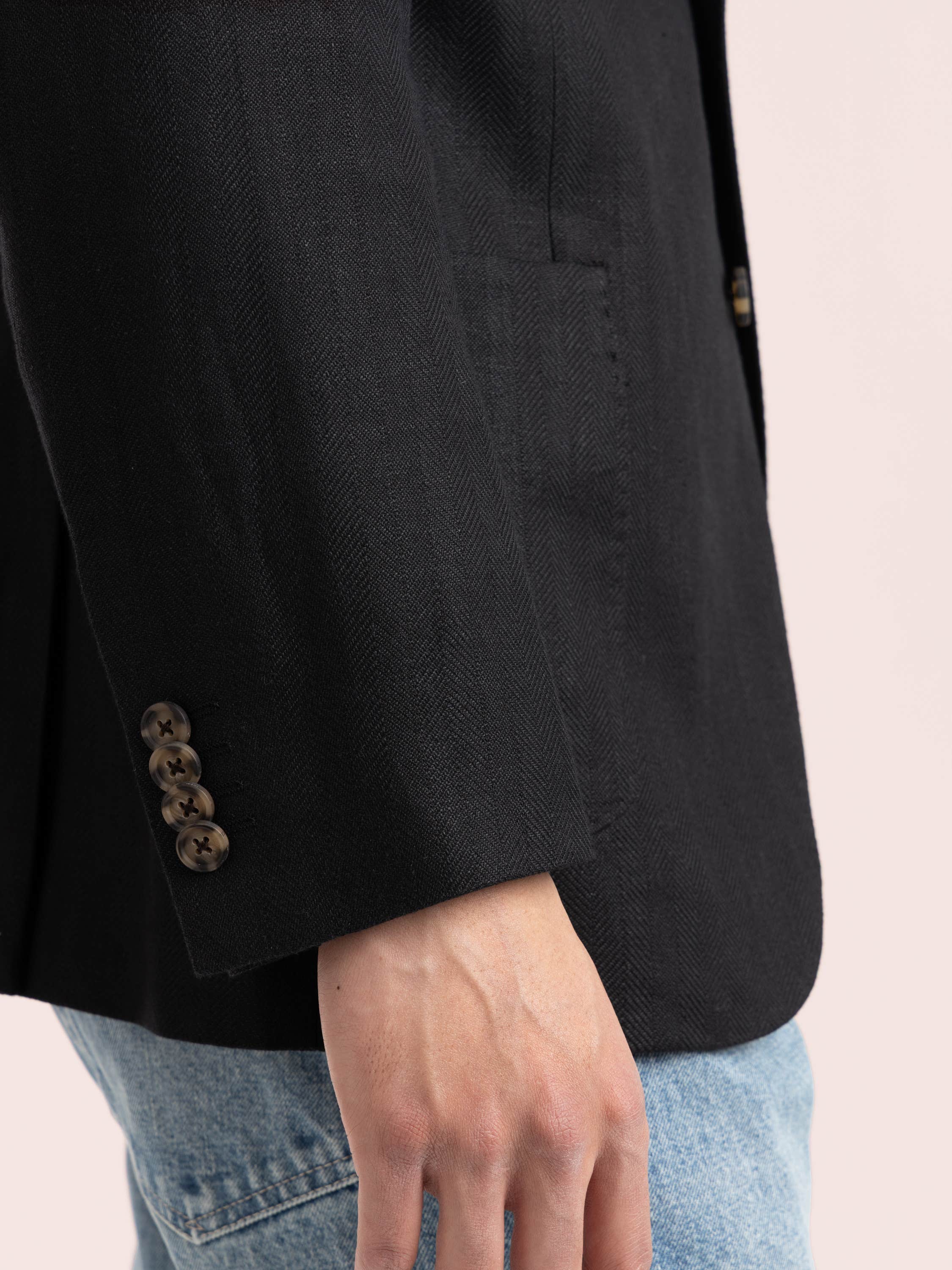 Black Linen-Wool Sport Jacket
