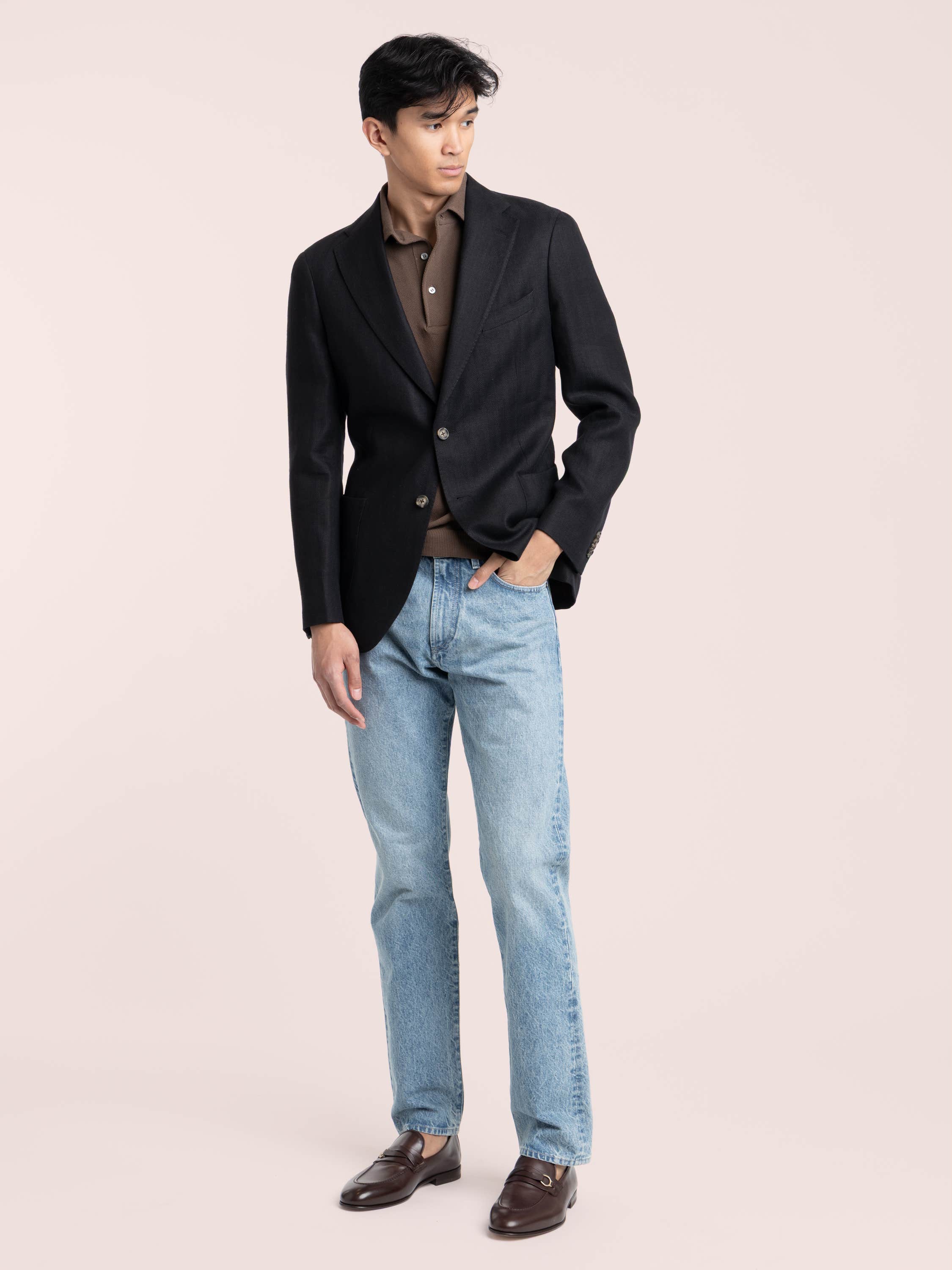 Black Linen-Wool Sport Jacket