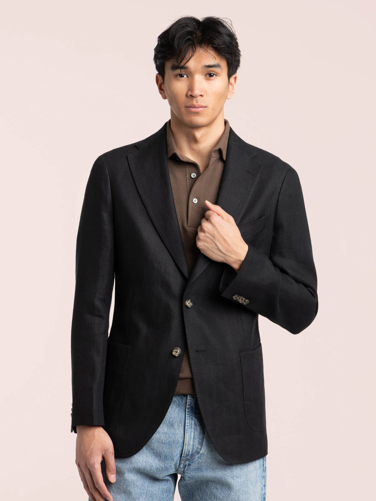 Black Linen-Wool Sport Jacket