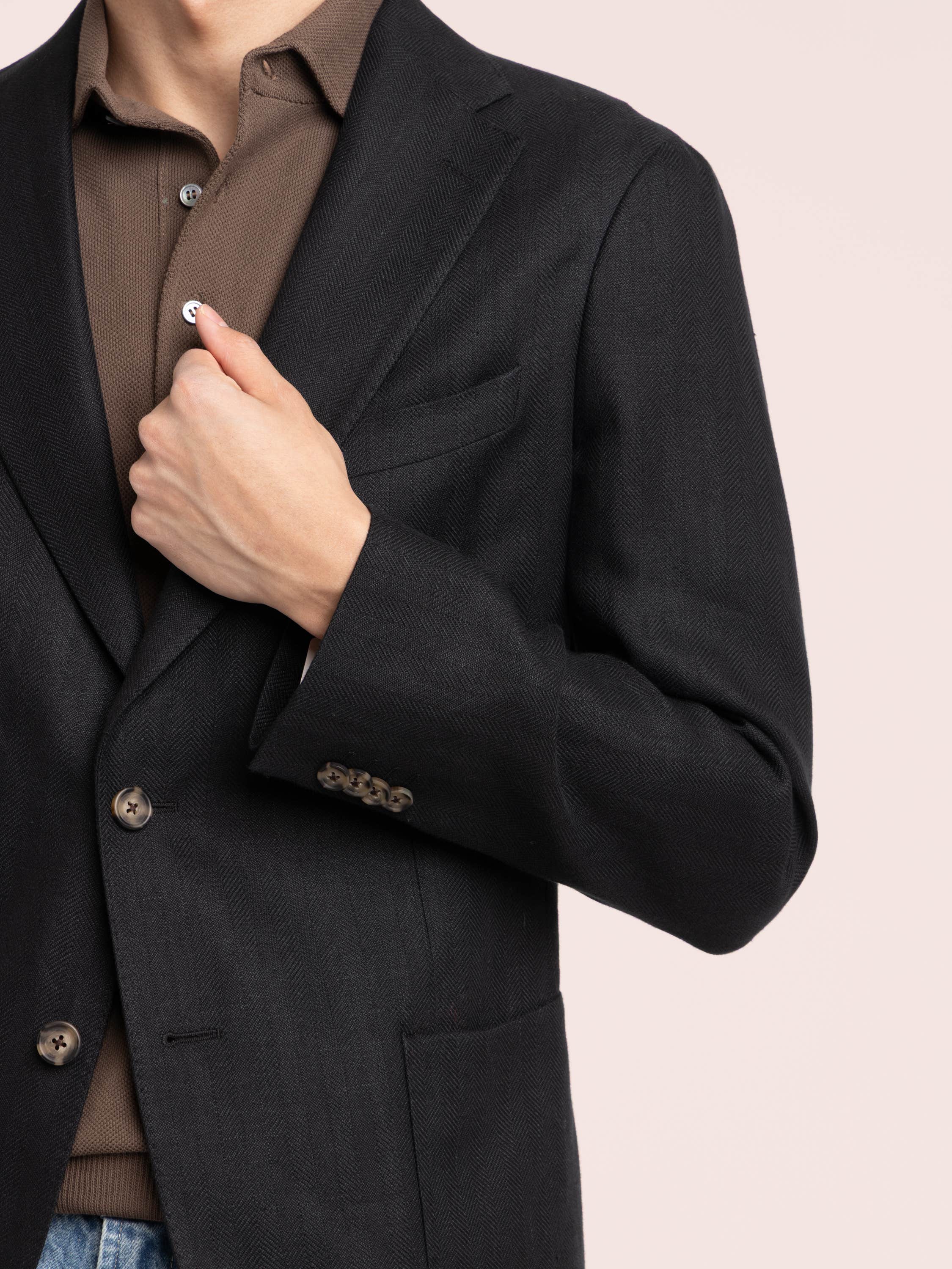 Black Linen-Wool Sport Jacket
