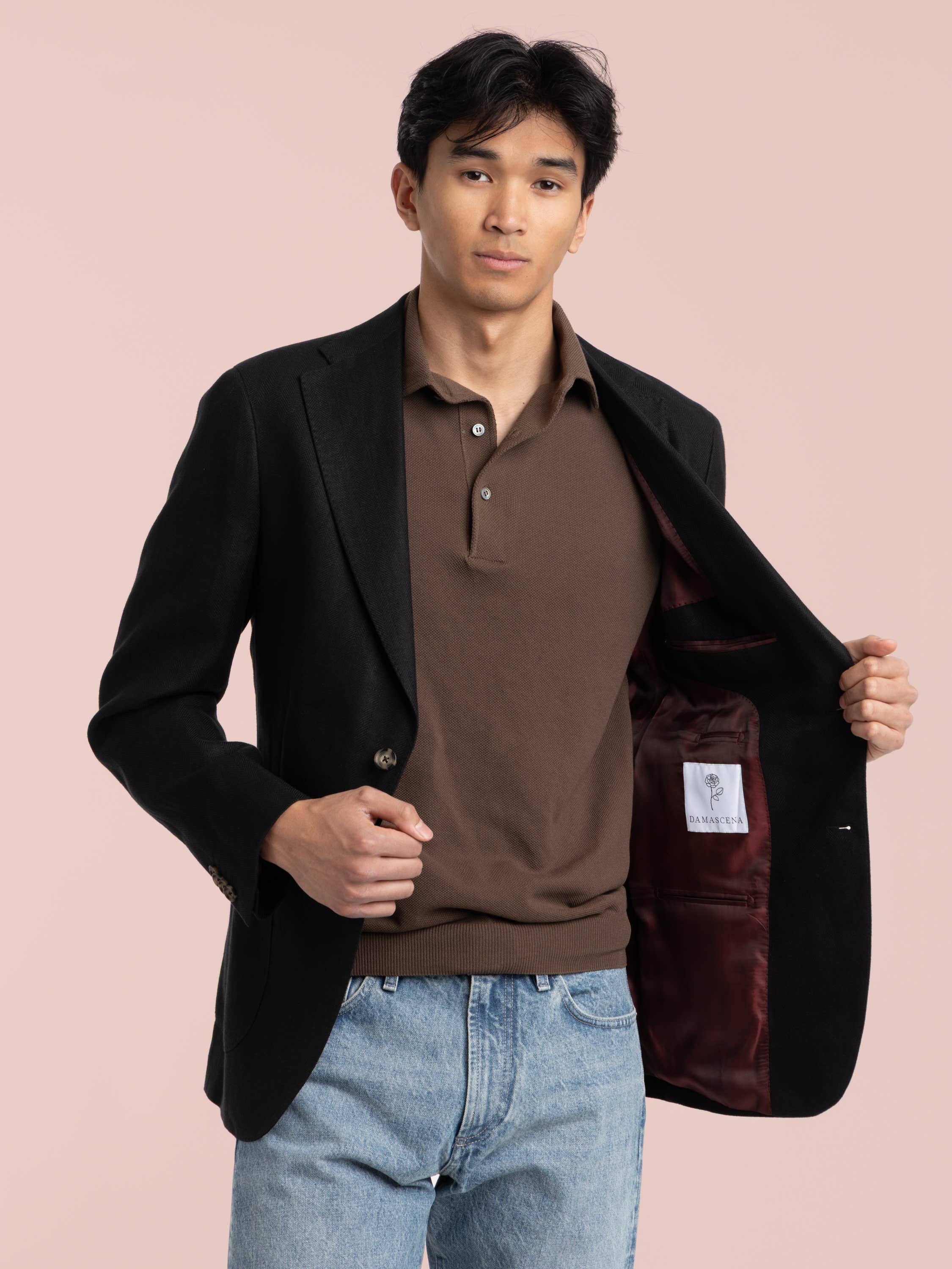 Black Linen-Wool Sport Jacket