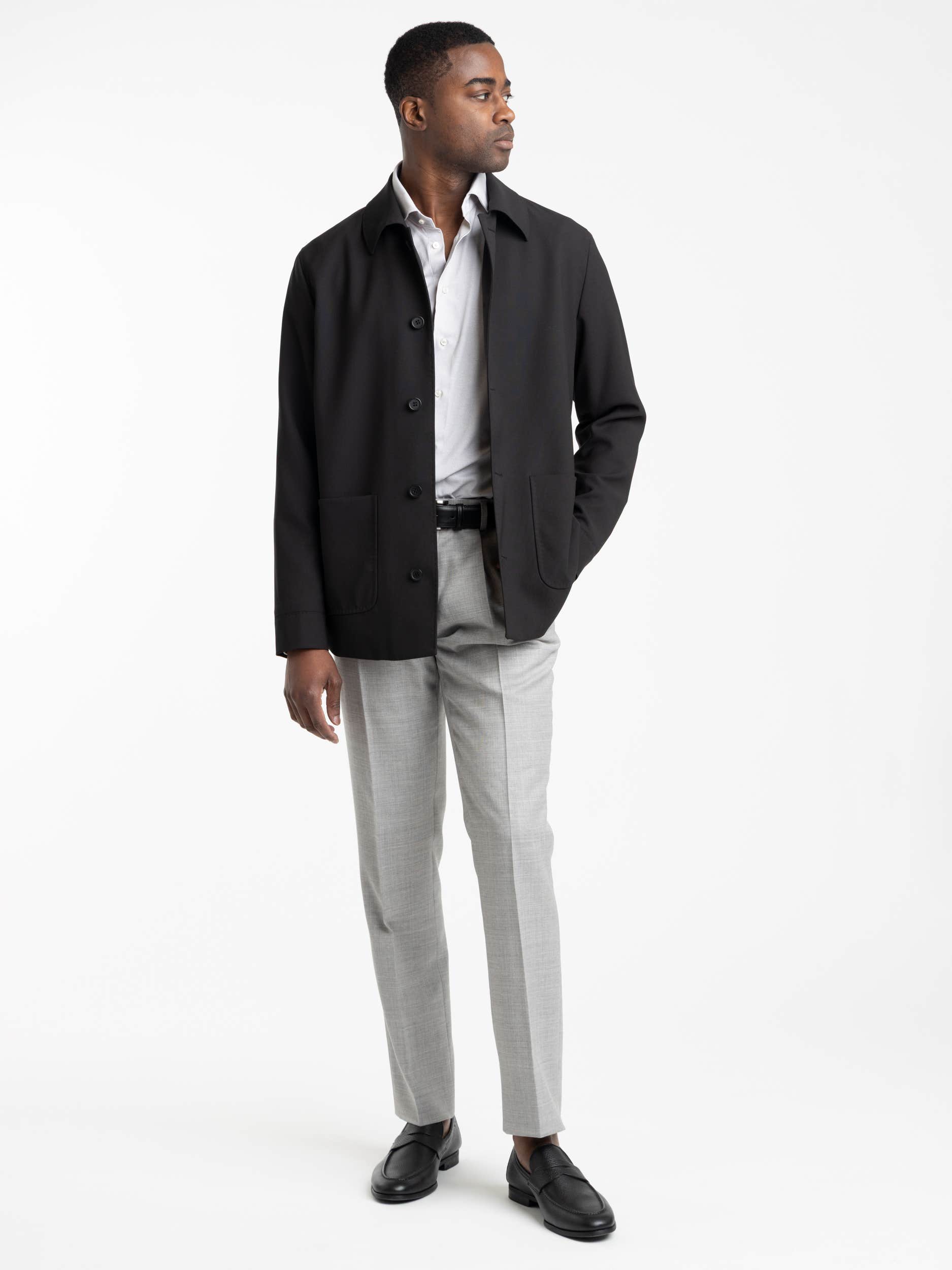 Black Wool Tailored Overshirt