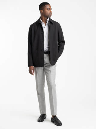 Damascena Black Wool Tailored Overshirt