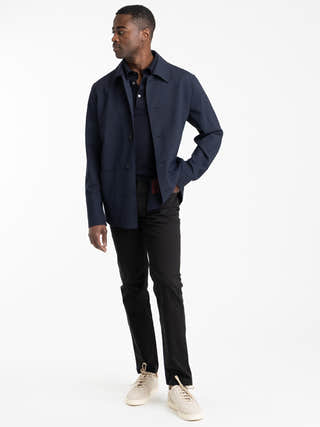 Damascena Blue Check Wool Tailored Overshirt