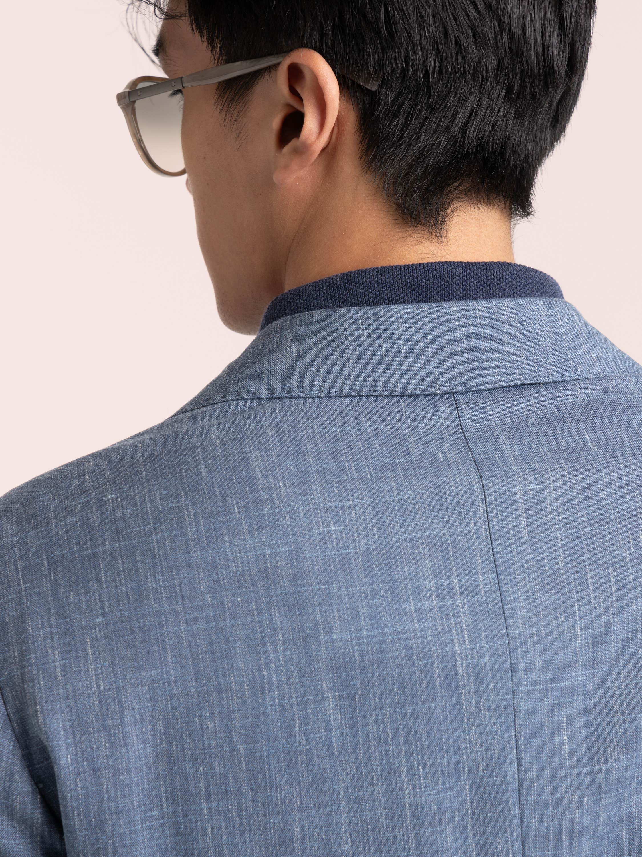 Blue Wool-Silk-Linen Sport Jacket