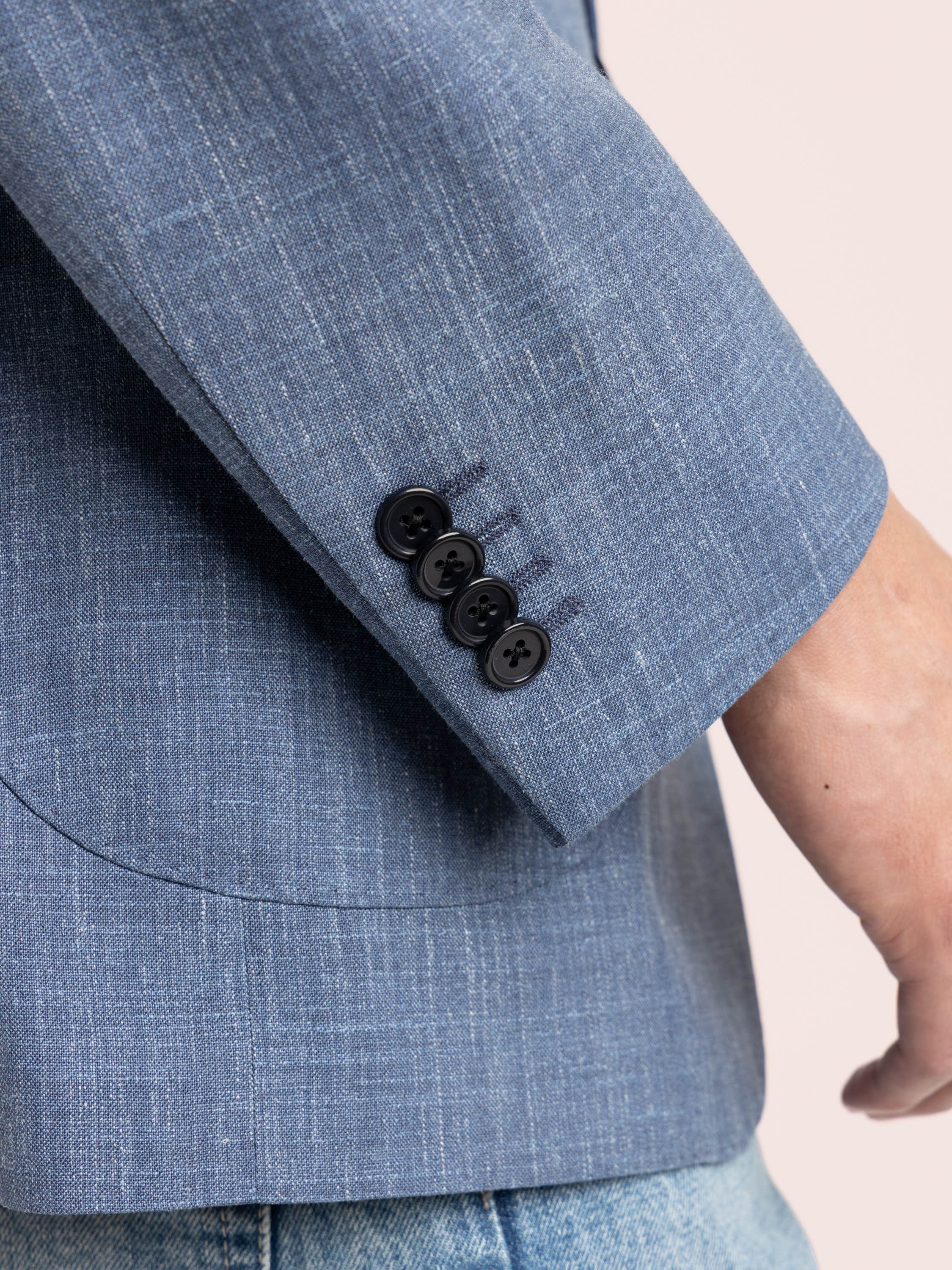 Blue Wool-Silk-Linen Sport Jacket