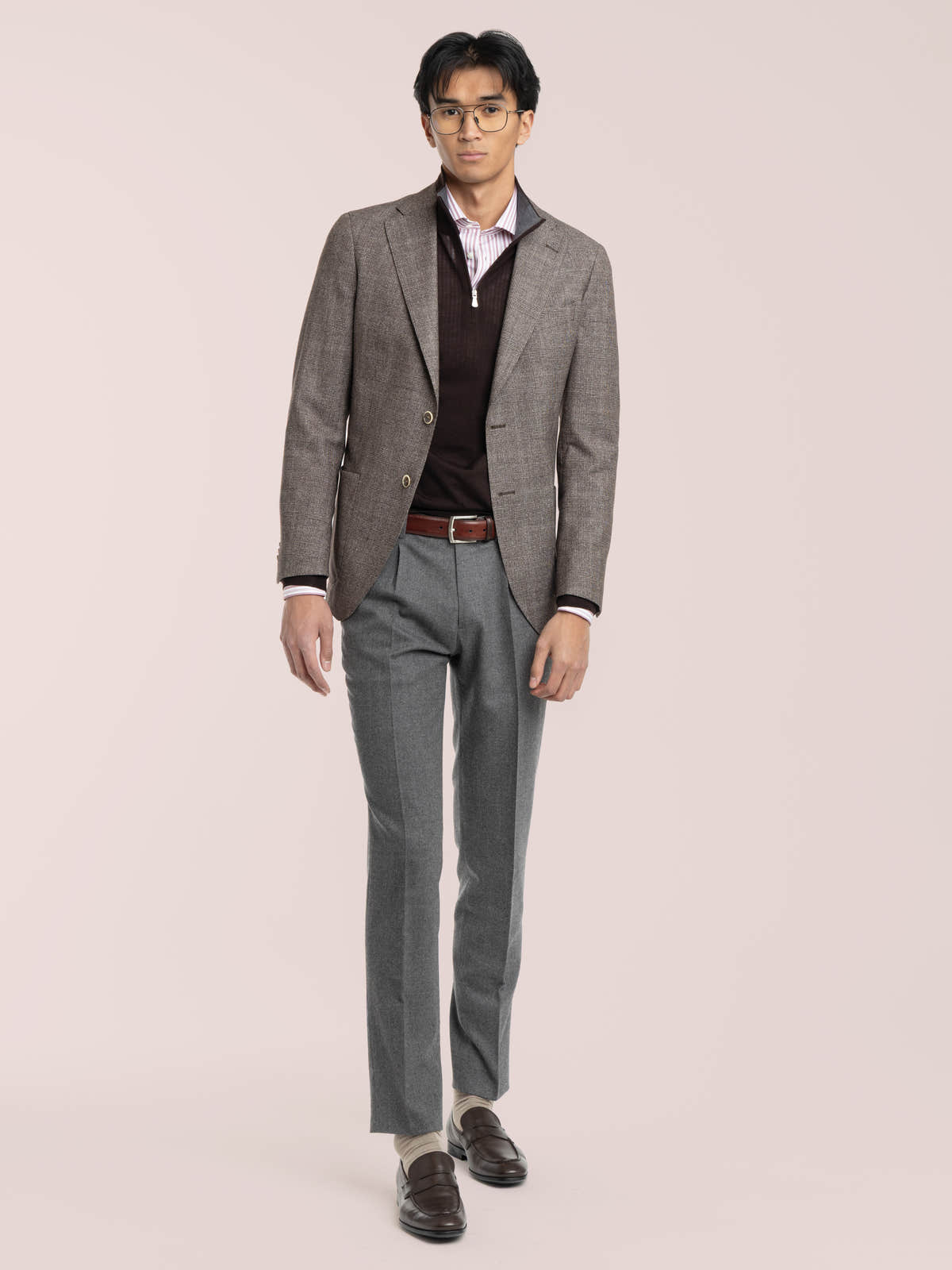 Brown Check Wool-Blend Sport Jacket