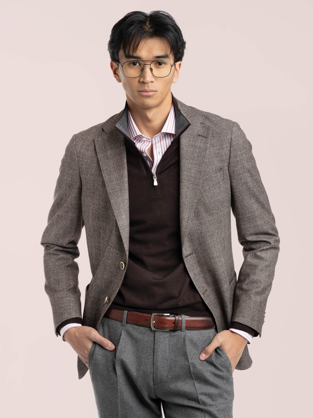 Brown Check Wool-Blend Sport Jacket