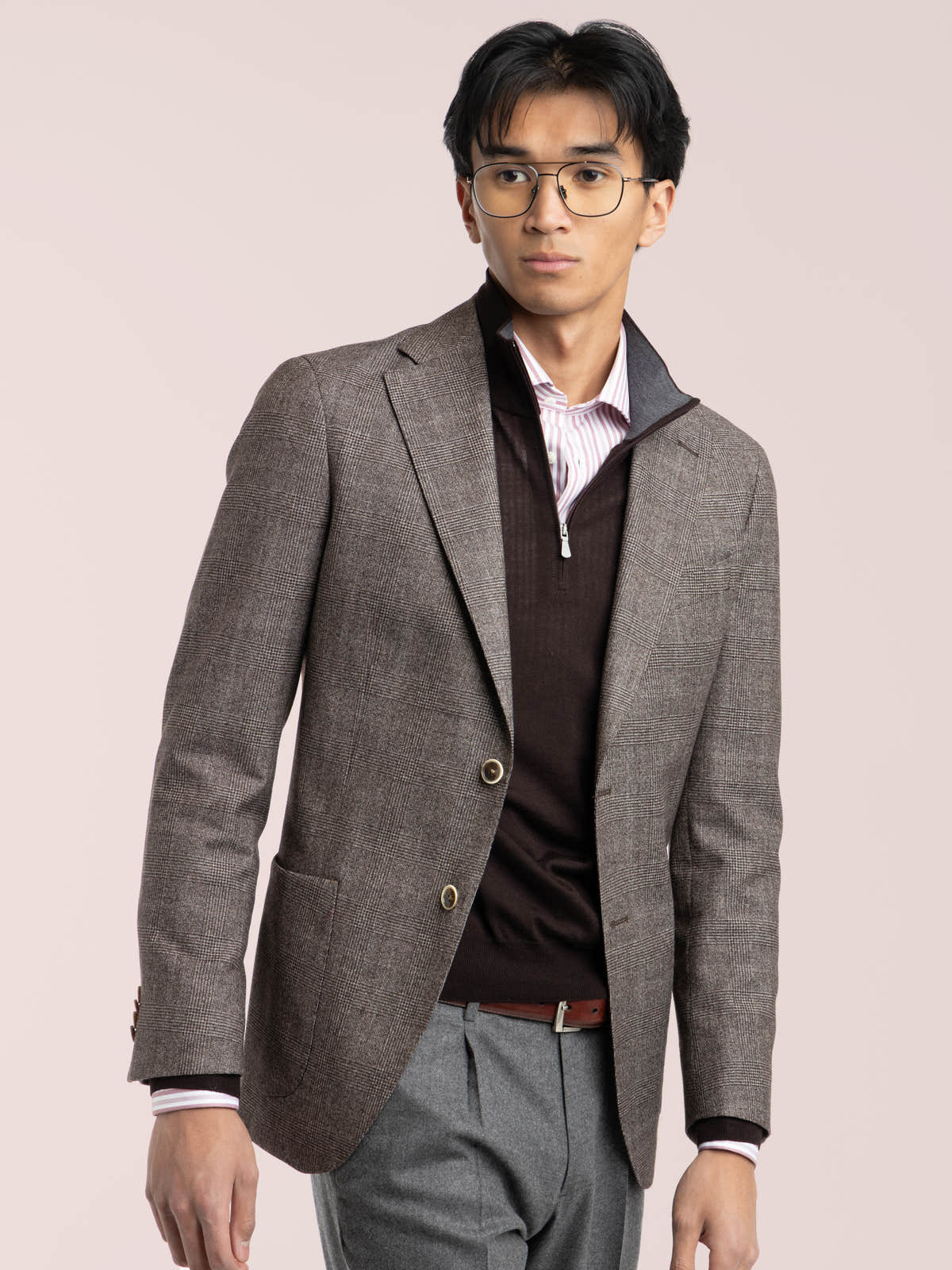 Brown Check Wool-Blend Sport Jacket