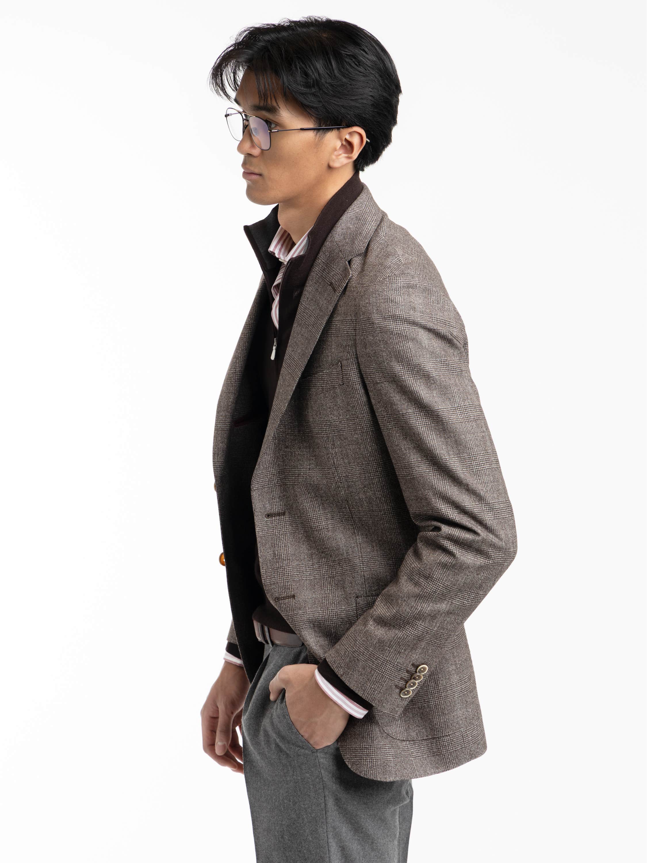 Brown Check Wool-Blend Sport Jacket