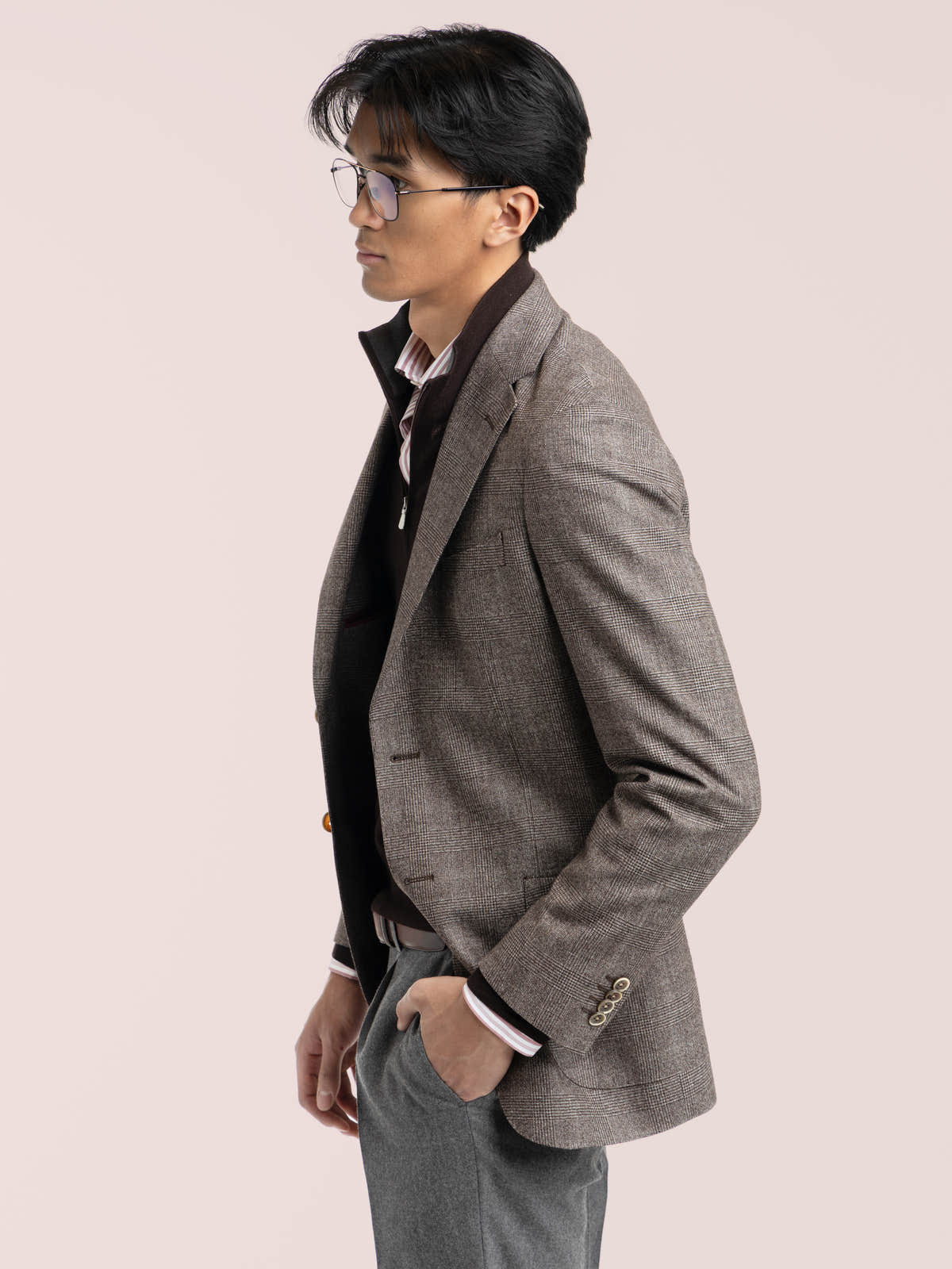 Brown Check Wool-Blend Sport Jacket