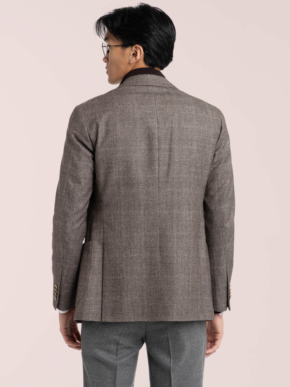Brown Check Wool-Blend Sport Jacket