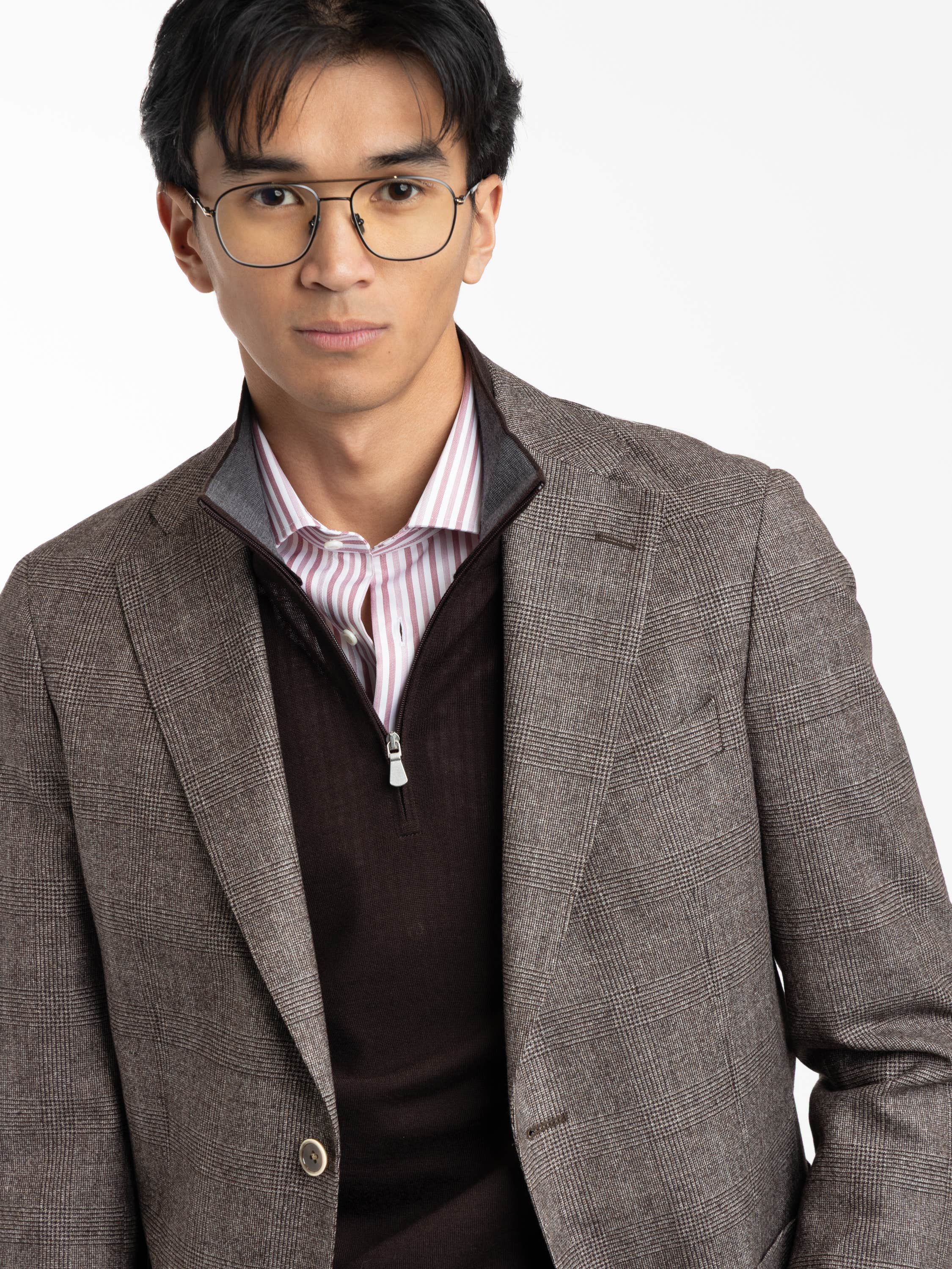 Brown Check Wool-Blend Sport Jacket