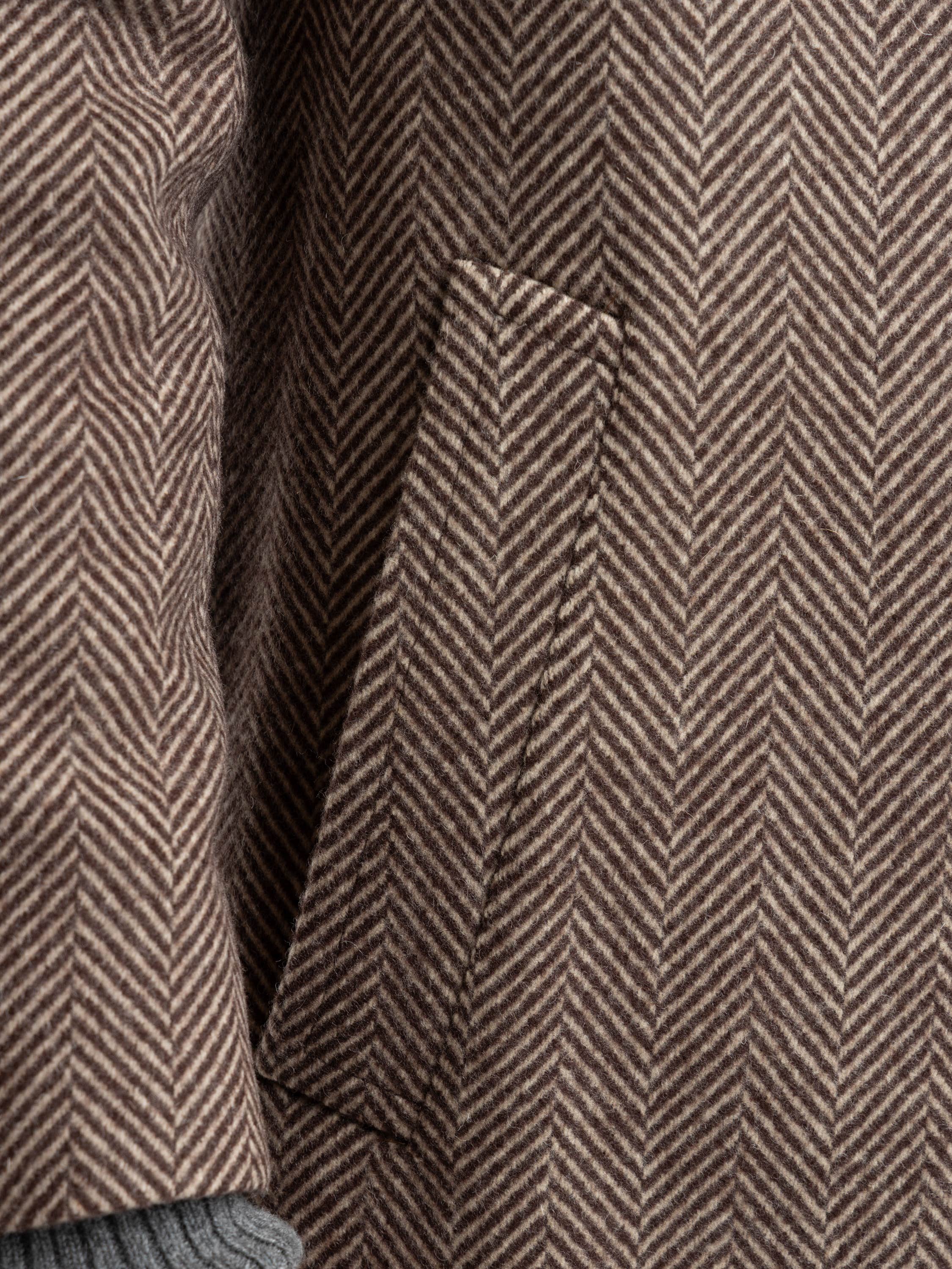 Brown Wool Herringbone Topcoat