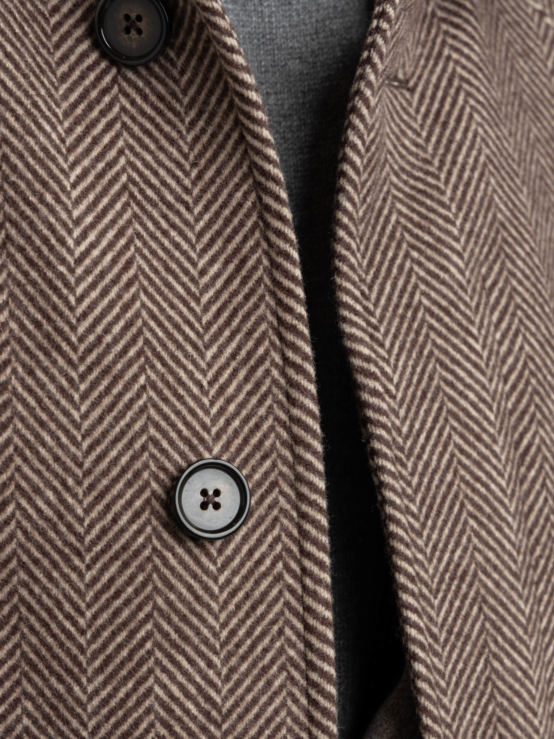 Brown Wool Herringbone Topcoat