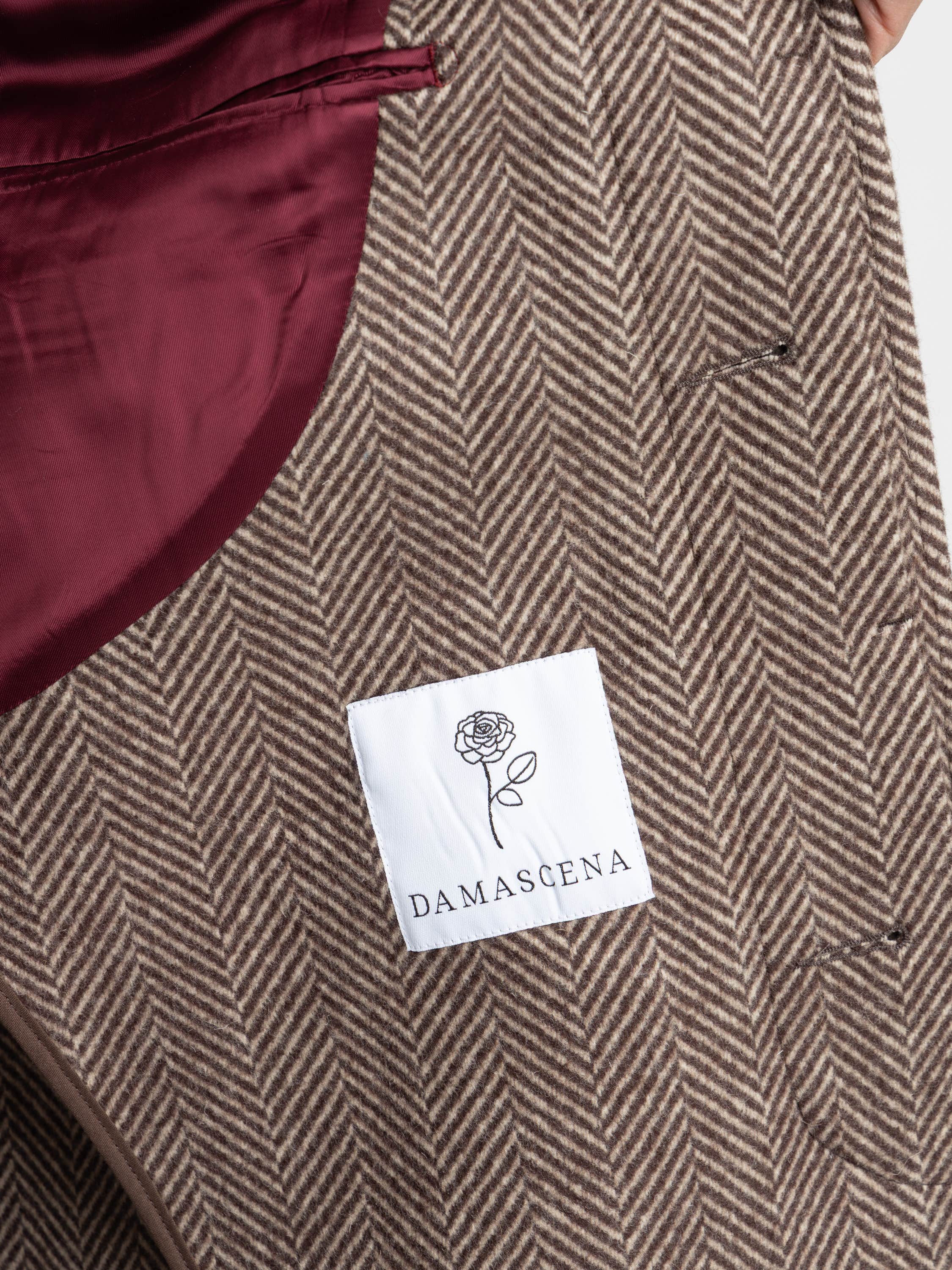 Brown Wool Herringbone Topcoat