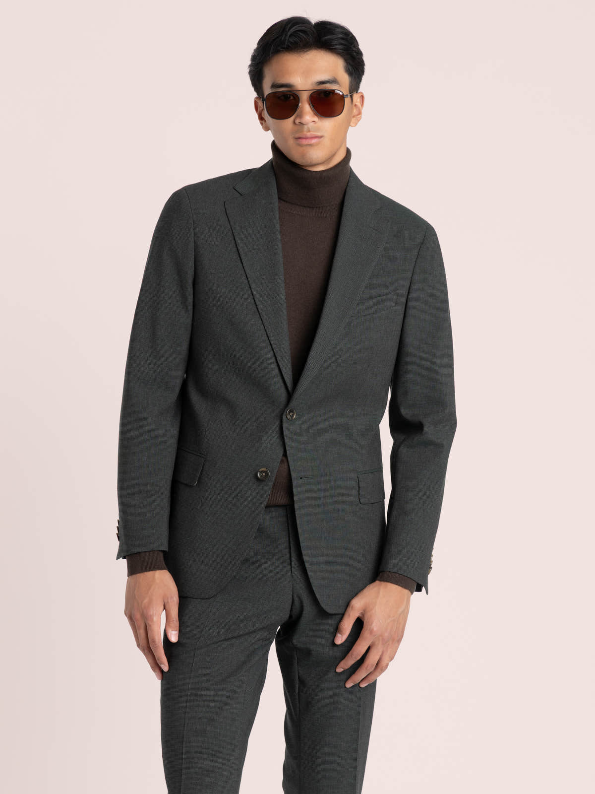 Green Stretch Wool-Blend Suit