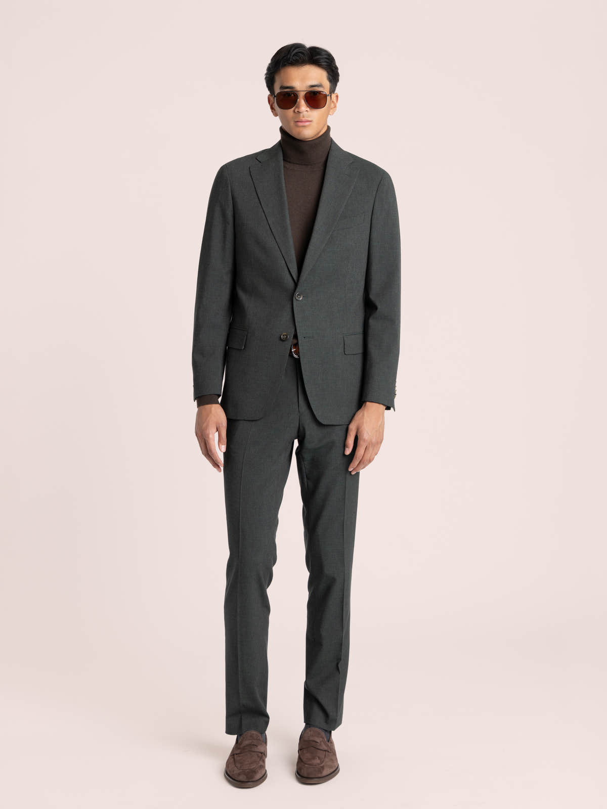Green Stretch Wool-Blend Suit