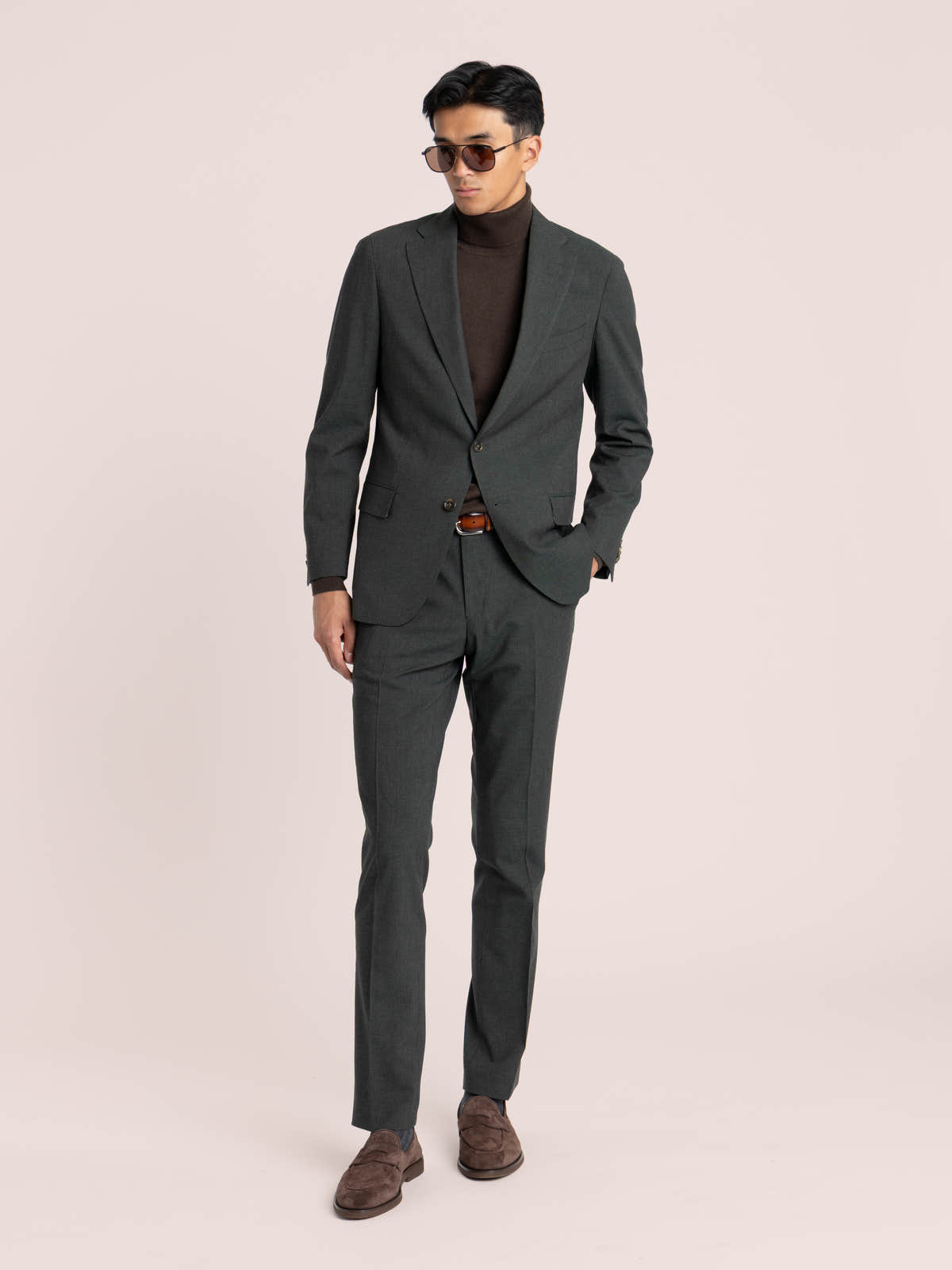 Green Stretch Wool-Blend Suit