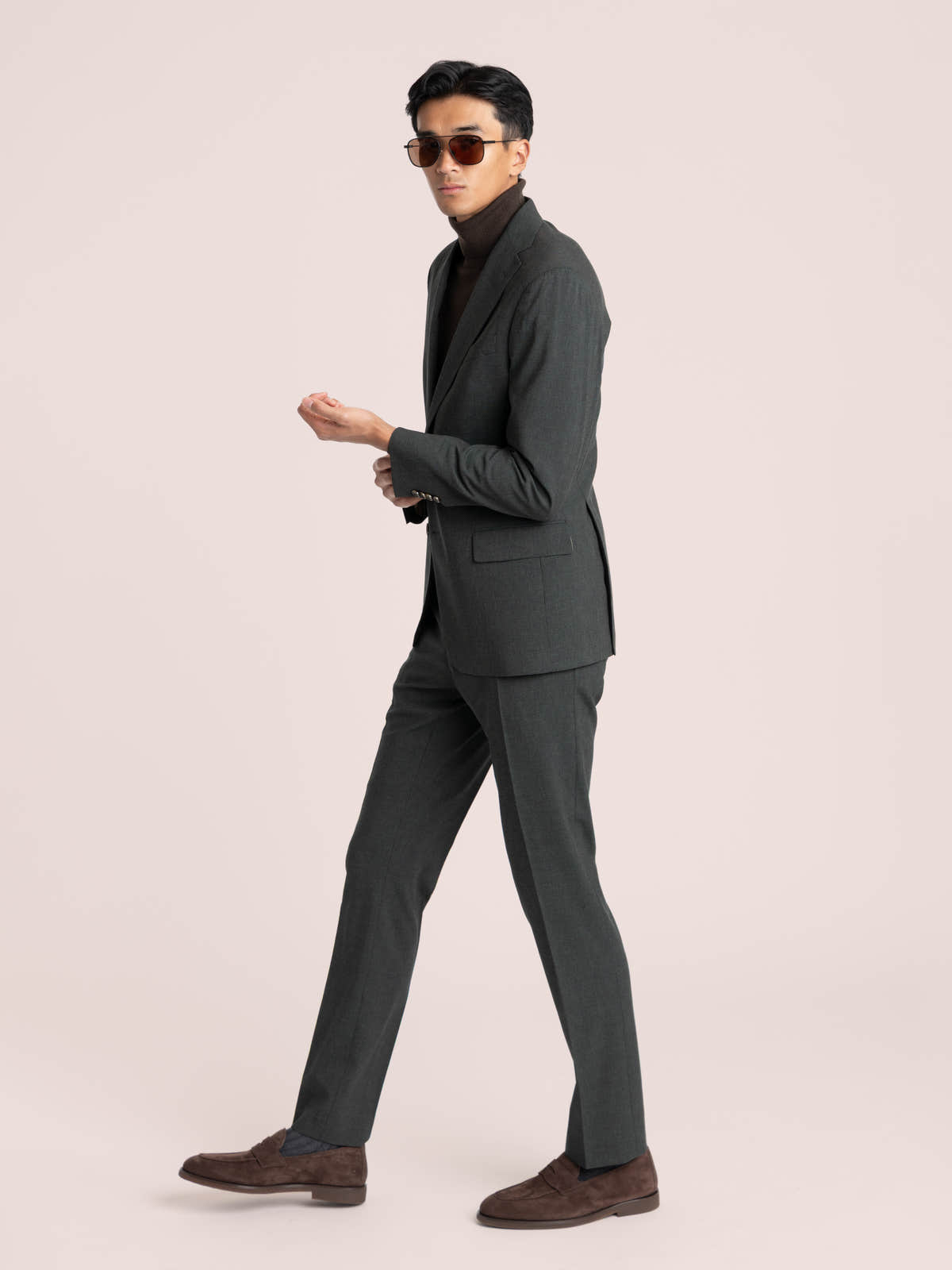 Green Stretch Wool-Blend Suit