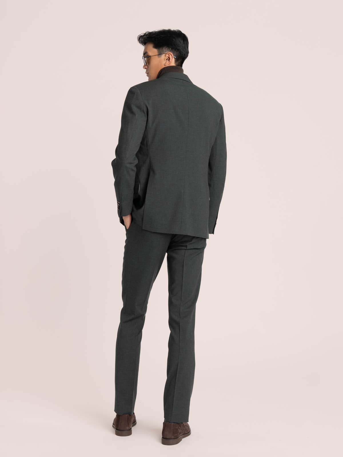 Green Stretch Wool-Blend Suit