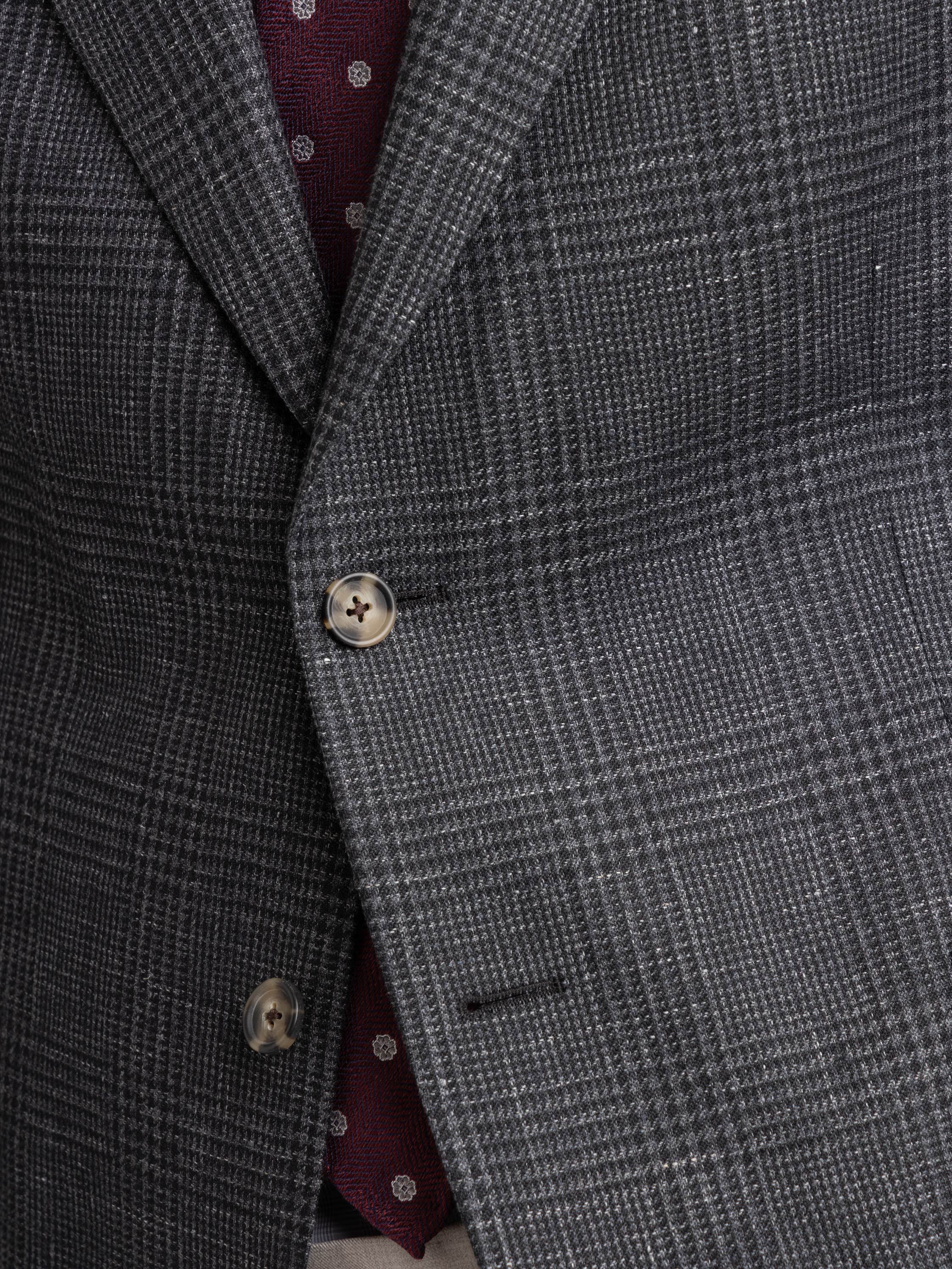 Grey Check Linen-Wool Sport Jacket