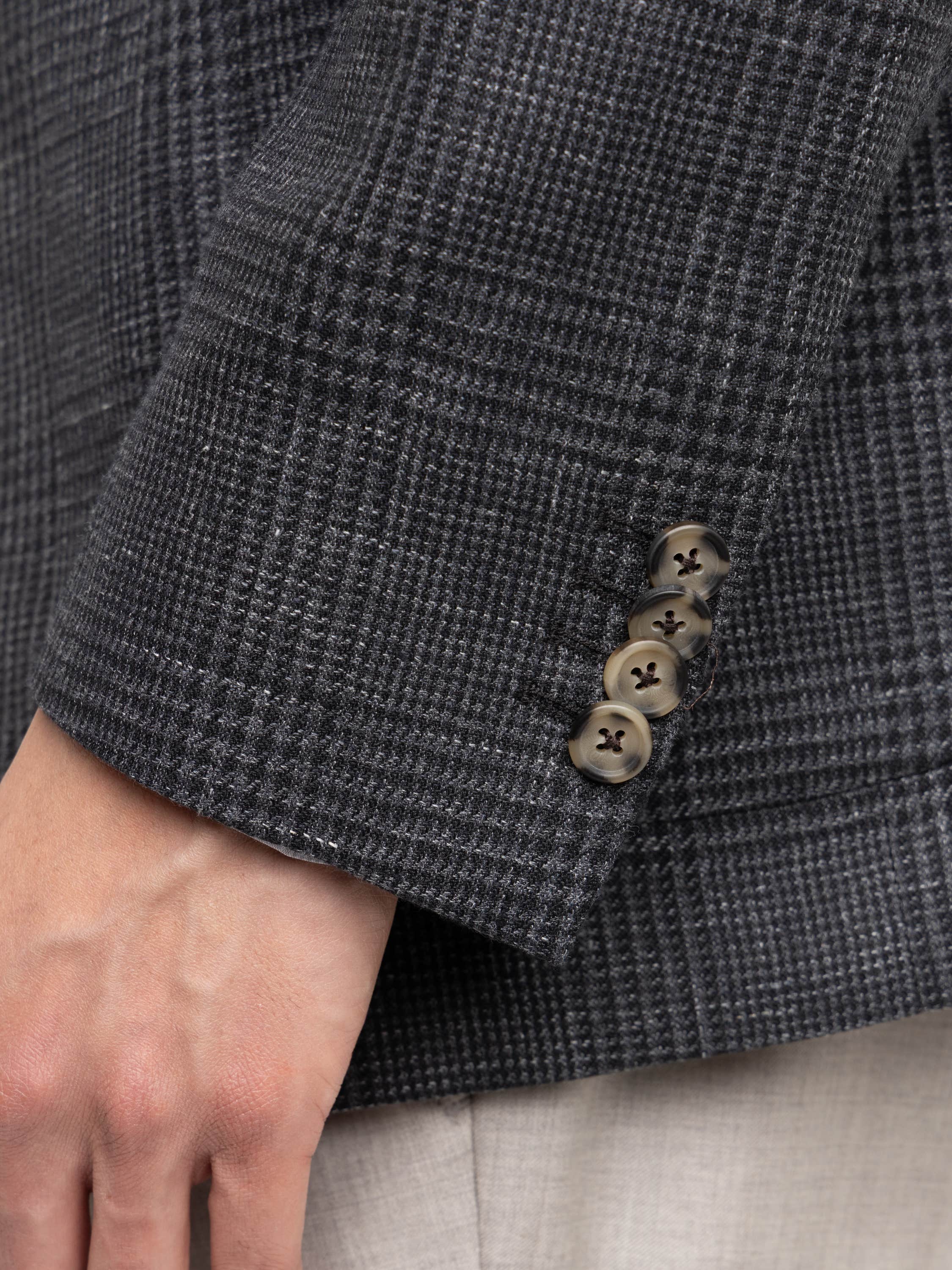 Grey Check Linen-Wool Sport Jacket