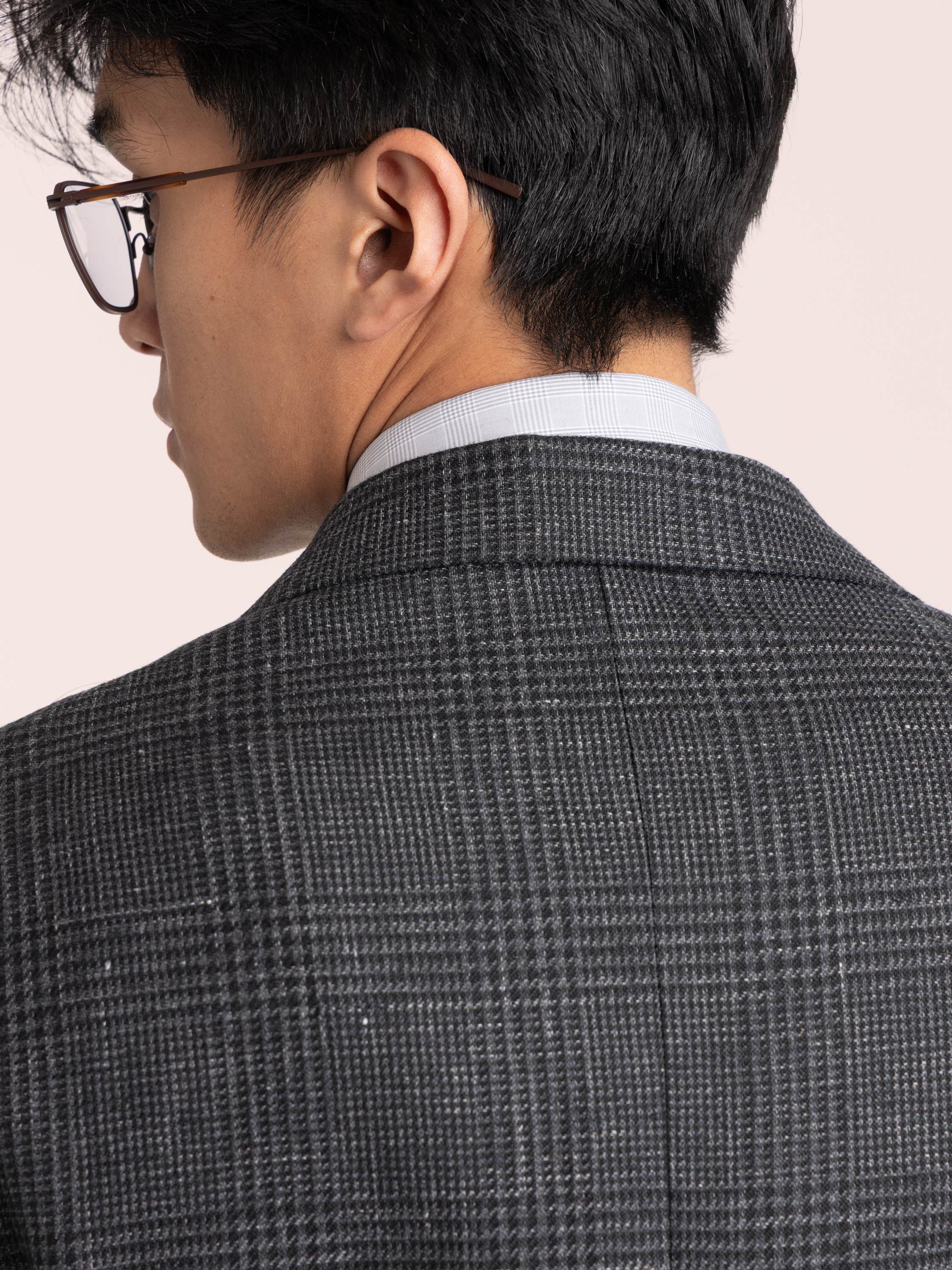 Grey Check Linen-Wool Sport Jacket