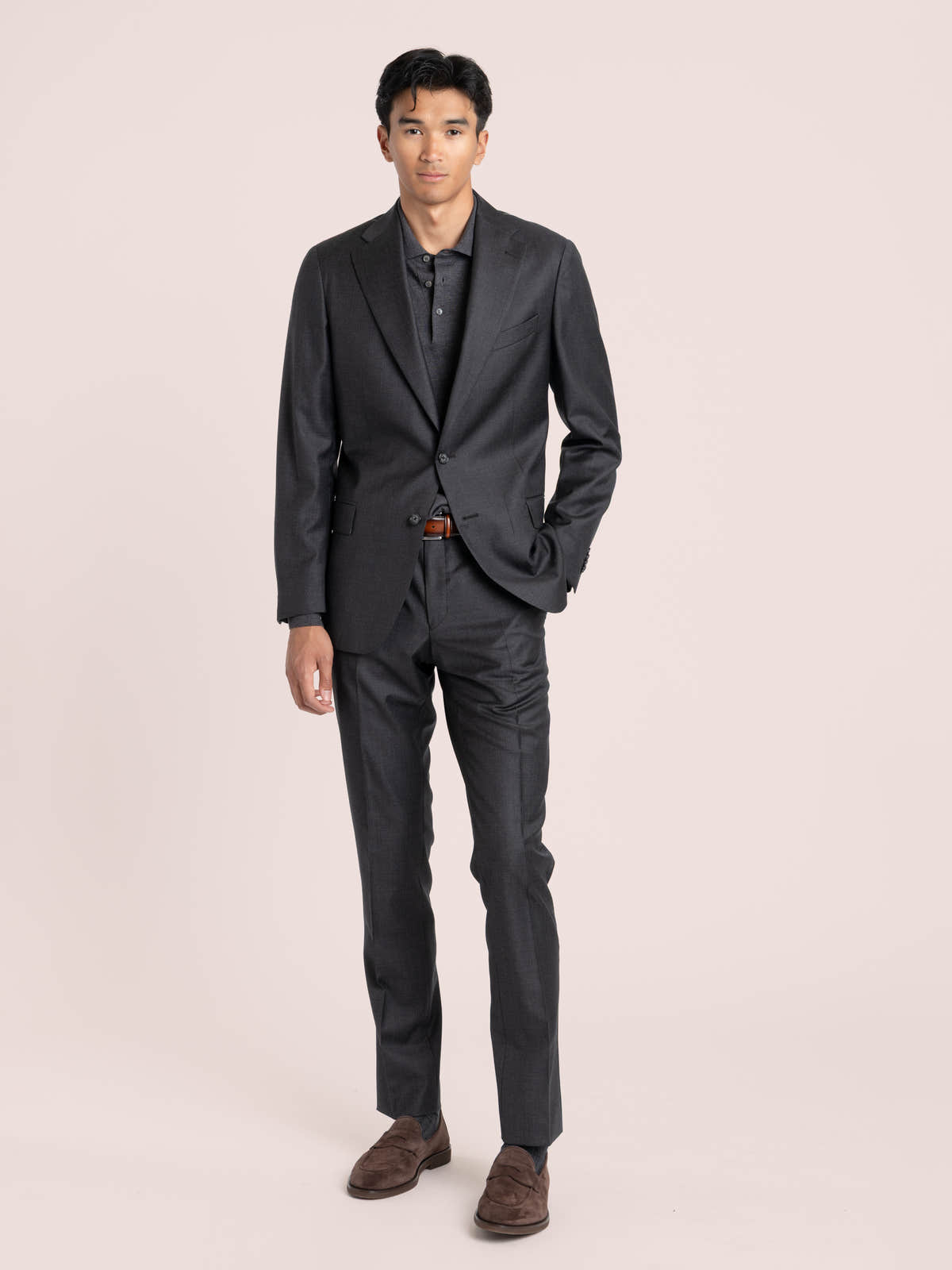 Grey Micro-Textured Tailored Suit