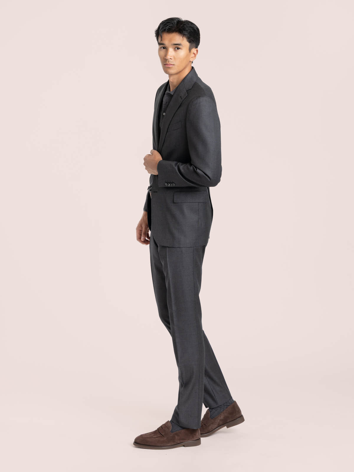 Grey Micro-Textured Tailored Suit