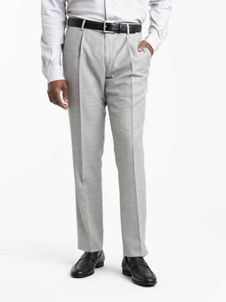 Damascena Heather Grey Single Pleat Wool Dress Pant