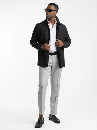 Damascena Heather Grey Single Pleat Wool Dress Pant