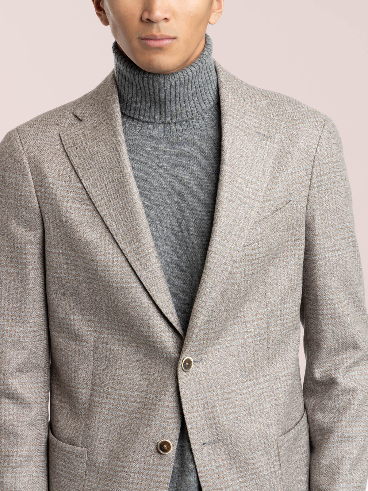 Light Brown-Grey Wool Glencheck Sport Jacket