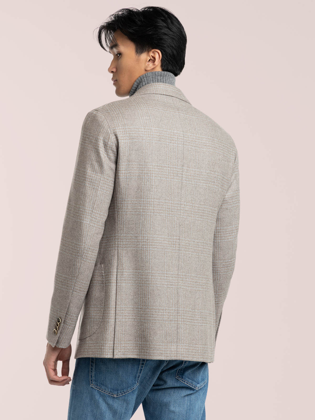 Light Brown-Grey Wool Glencheck Sport Jacket