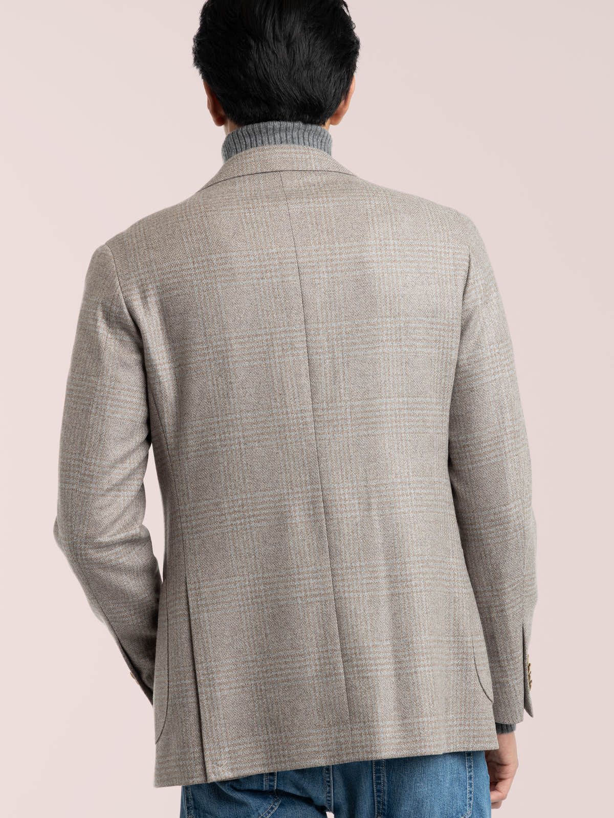 Light Brown-Grey Wool Glencheck Sport Jacket